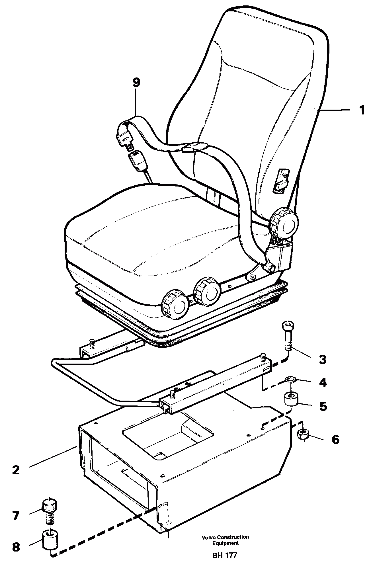 Схема запчастей Volvo A20C - 86025 Operator seat with fitting parts A20C VOLVO BM VOLVO BM A20C SER NO - 3051