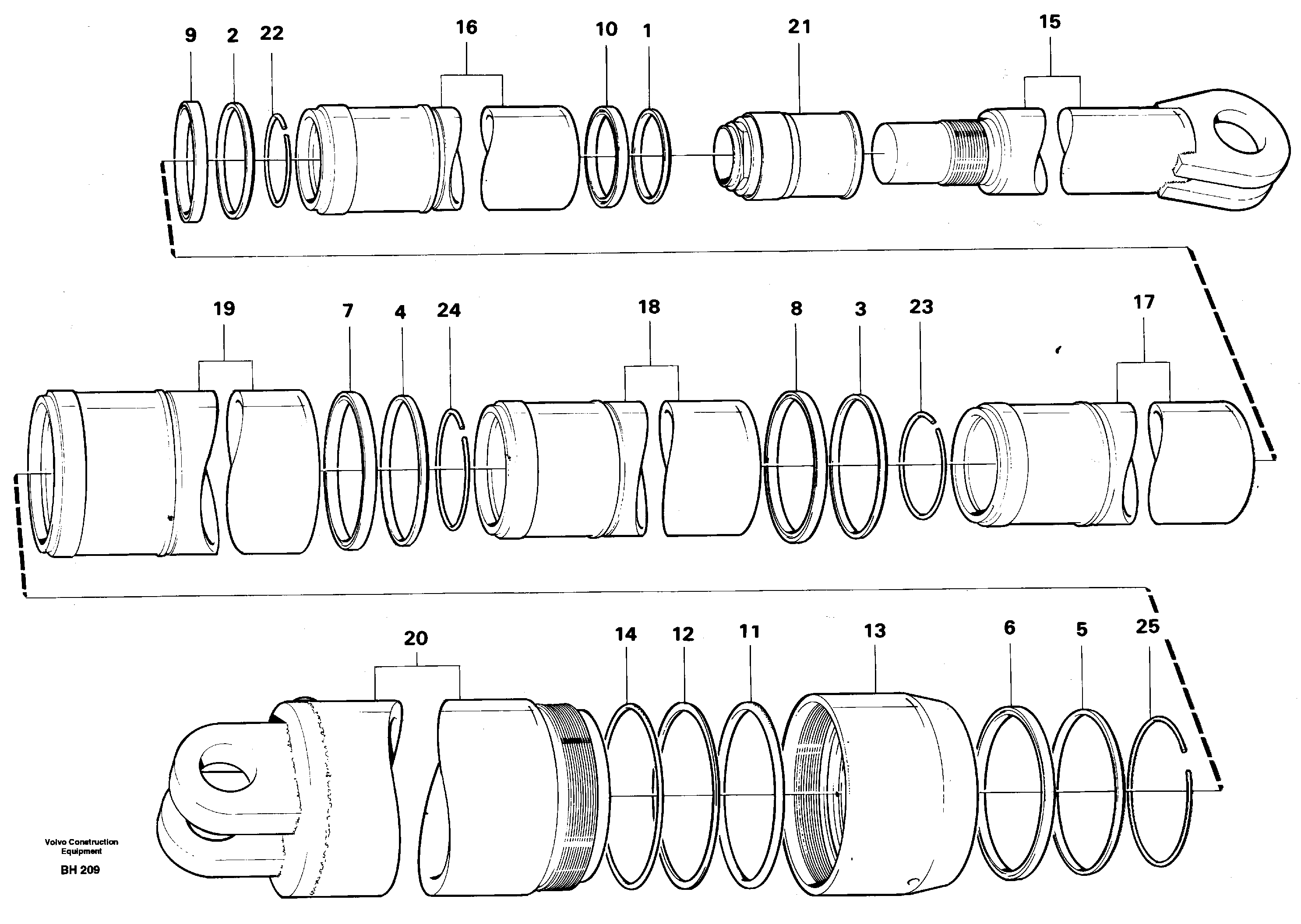 Схема запчастей Volvo A20C - 64825 Цилиндр подъемный A20C VOLVO BM VOLVO BM A20C SER NO - 3051