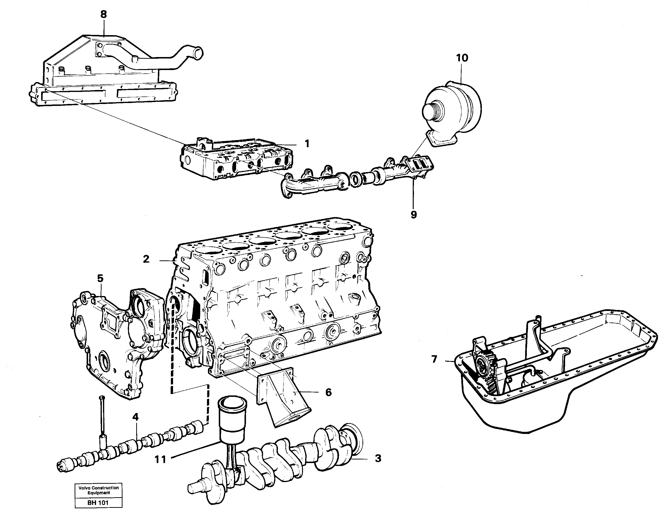 Схема запчастей Volvo A20C - 7547 Engine, assembly A20C VOLVO BM VOLVO BM A20C SER NO - 3051