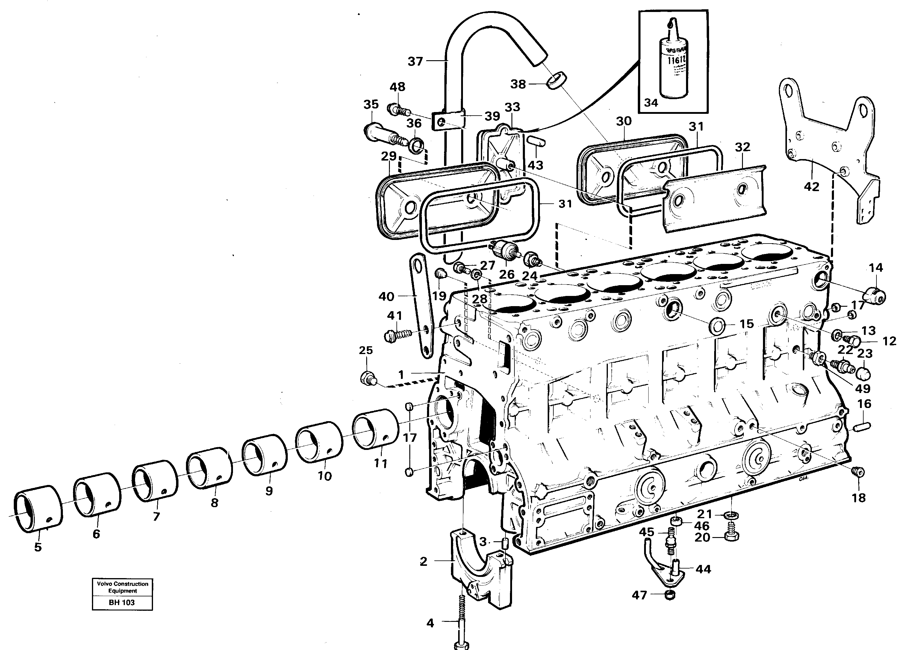 Схема запчастей Volvo A20C - 98004 Блок цилиндров A20C VOLVO BM VOLVO BM A20C SER NO - 3051