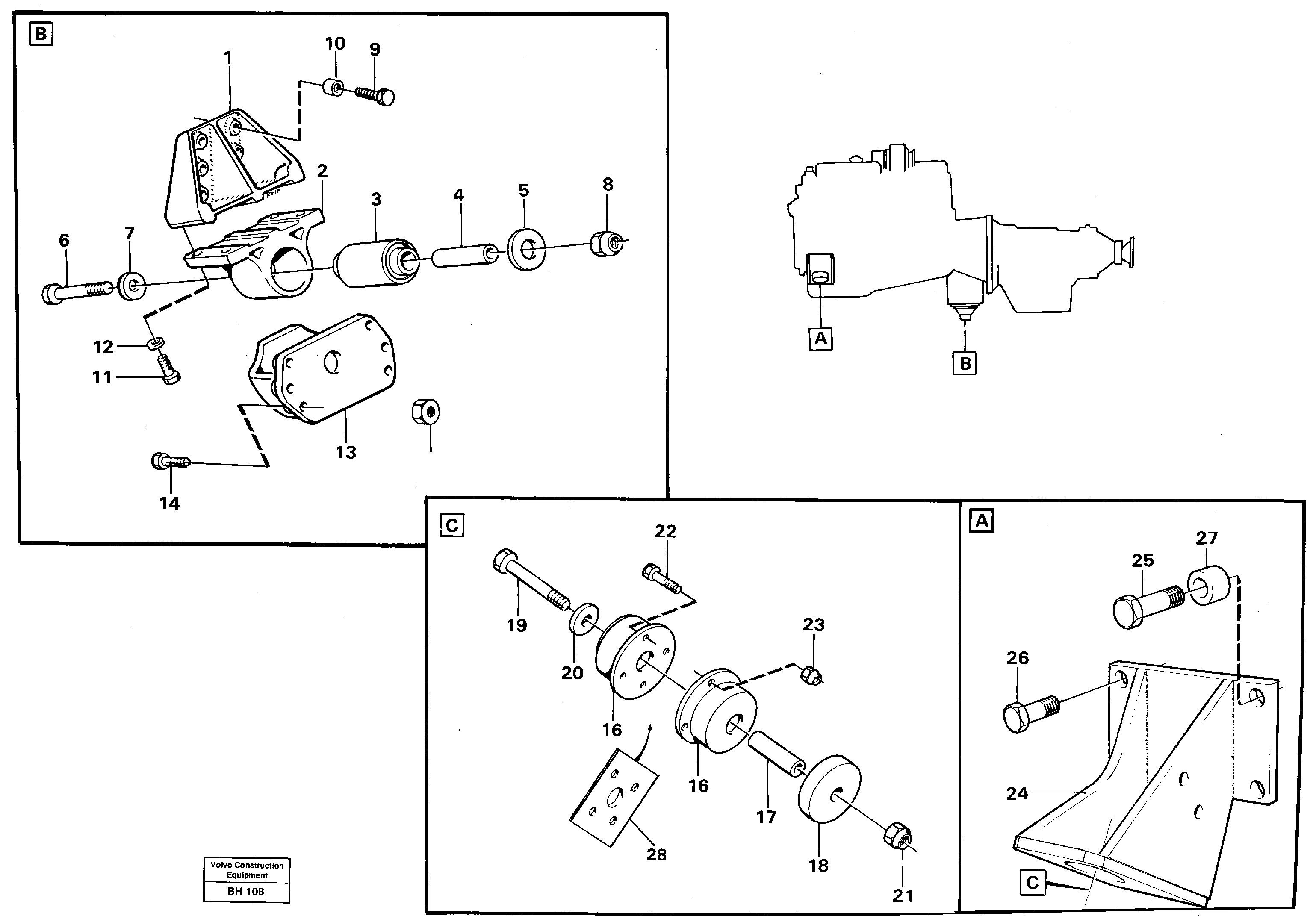 Схема запчастей Volvo A20C - 83721 Установка двигателя A20C VOLVO BM VOLVO BM A20C SER NO - 3051