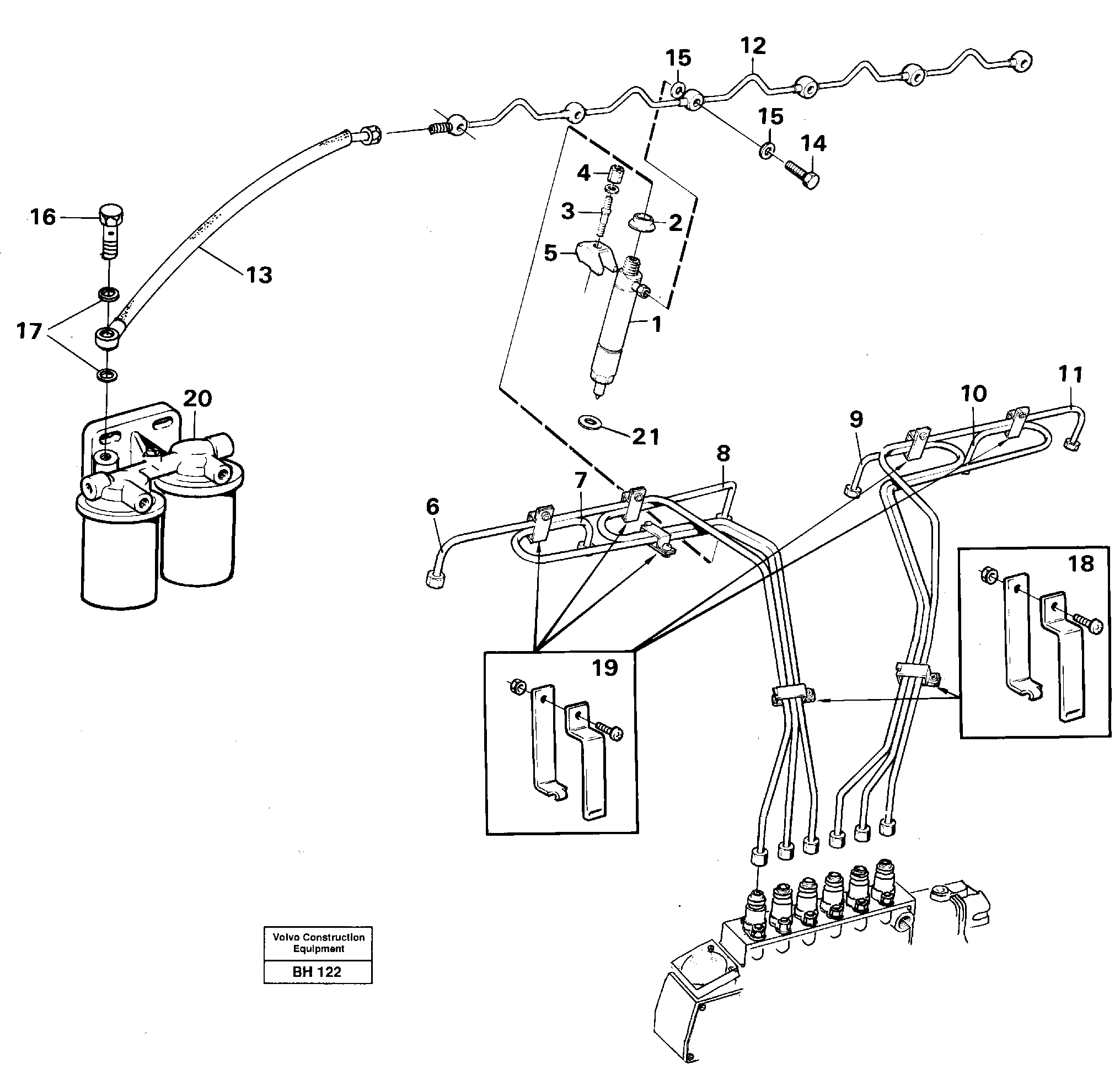Схема запчастей Volvo A20C - 47568 Fuel pipes-injector A20C VOLVO BM VOLVO BM A20C SER NO - 3051