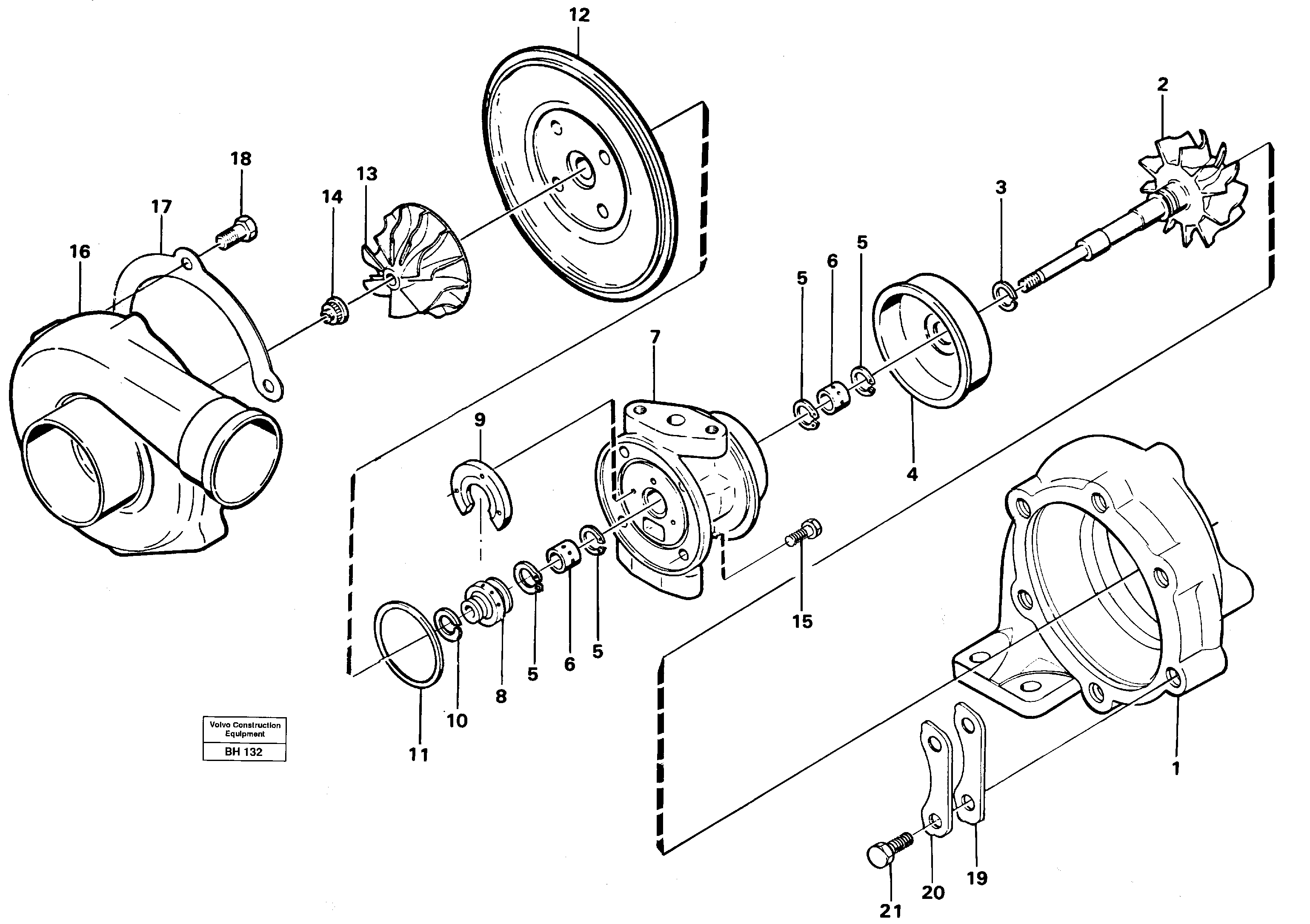 Схема запчастей Volvo A20C - 6234 Турбокомпрессор (турбина) A20C VOLVO BM VOLVO BM A20C SER NO - 3051