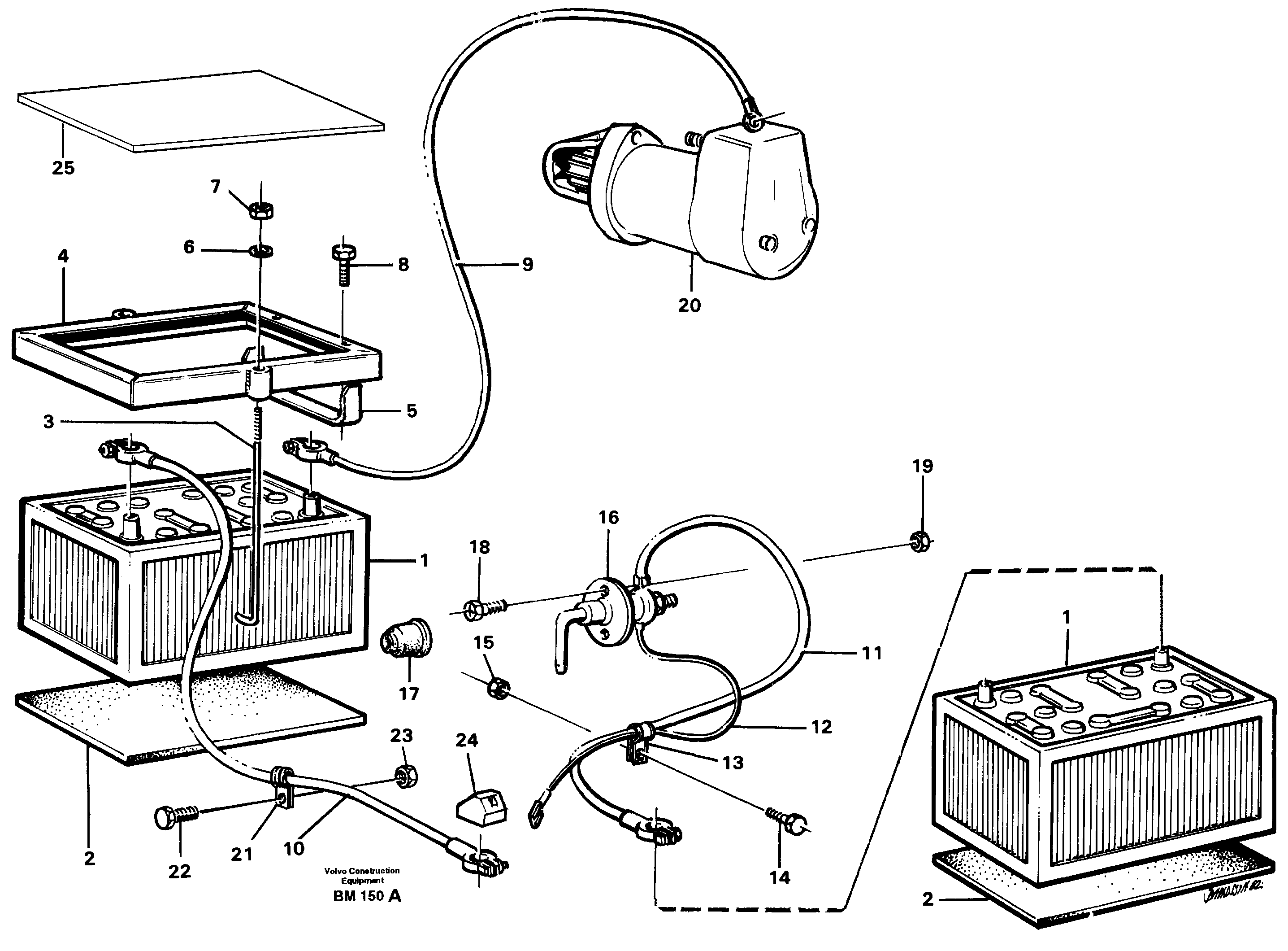 Схема запчастей Volvo A20C - 51582 Battery with assembling details A20C SER NO 3052-