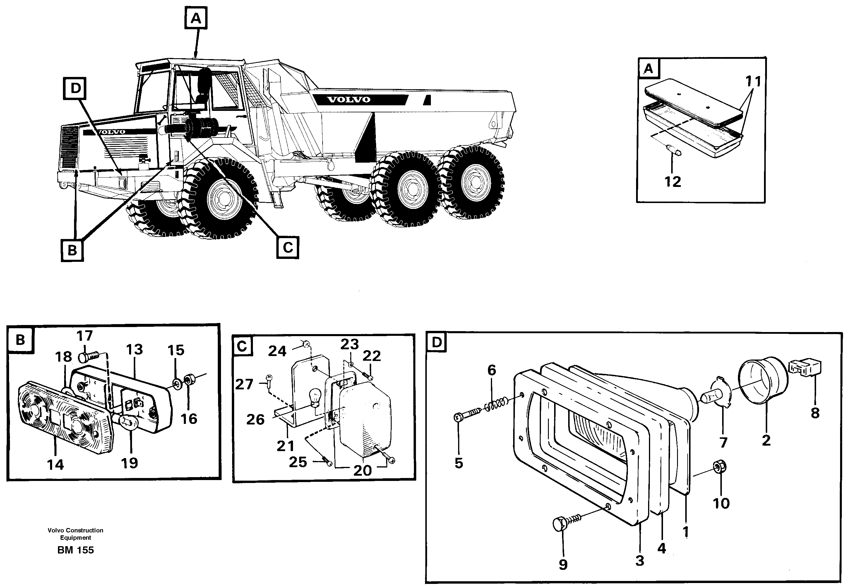 Схема запчастей Volvo A20C - 79855 Front lighting A20C SER NO 3052-