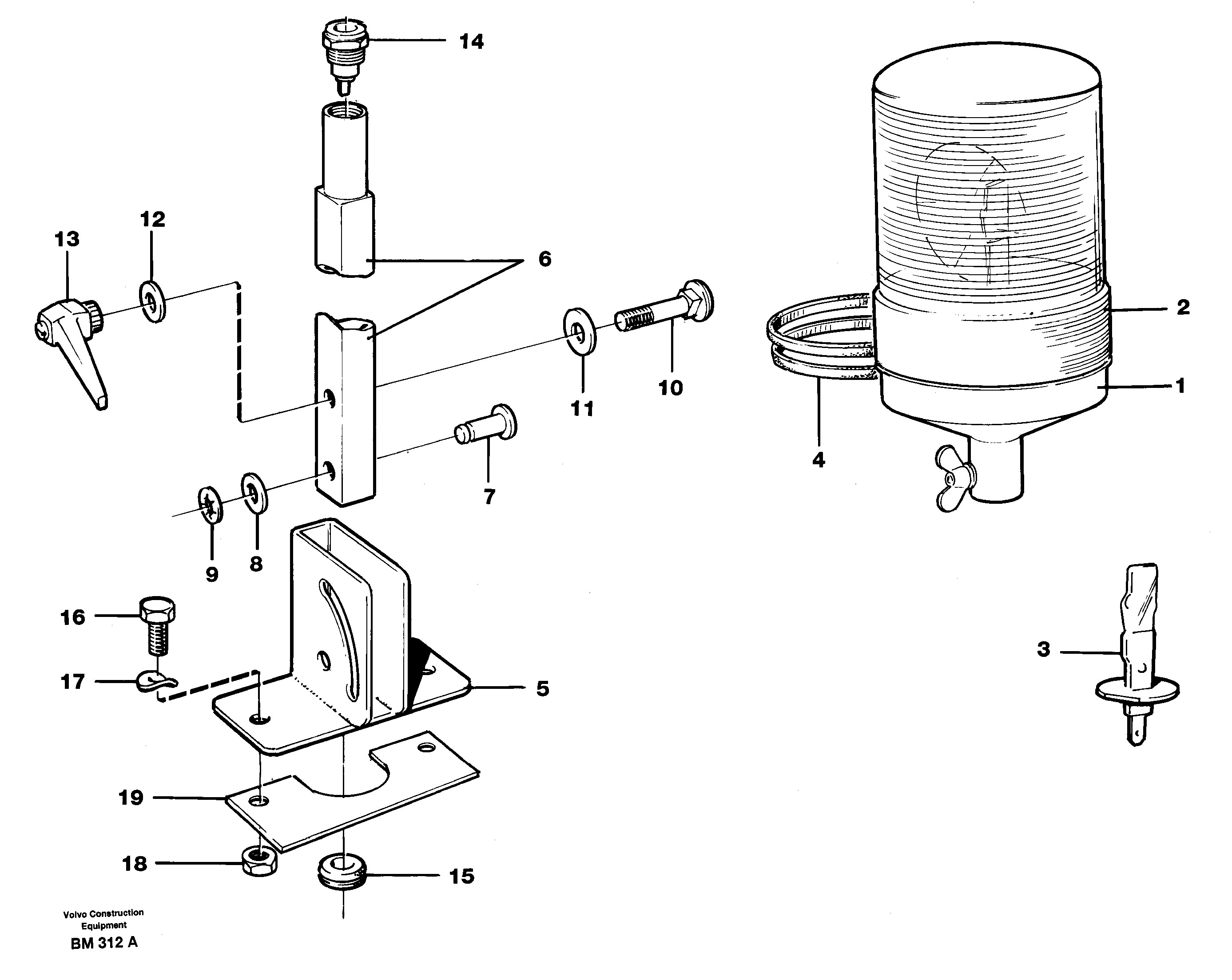 Схема запчастей Volvo A20C - 30690 Rotating beacon A20C SER NO 3052-