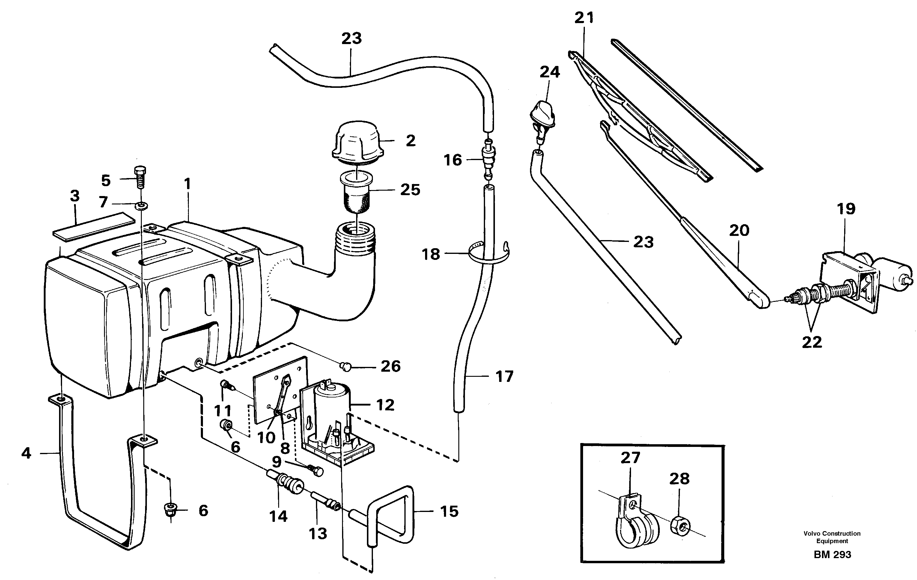 Схема запчастей Volvo A20C - 30700 Windscreen washer and wiper A20C SER NO 3052-