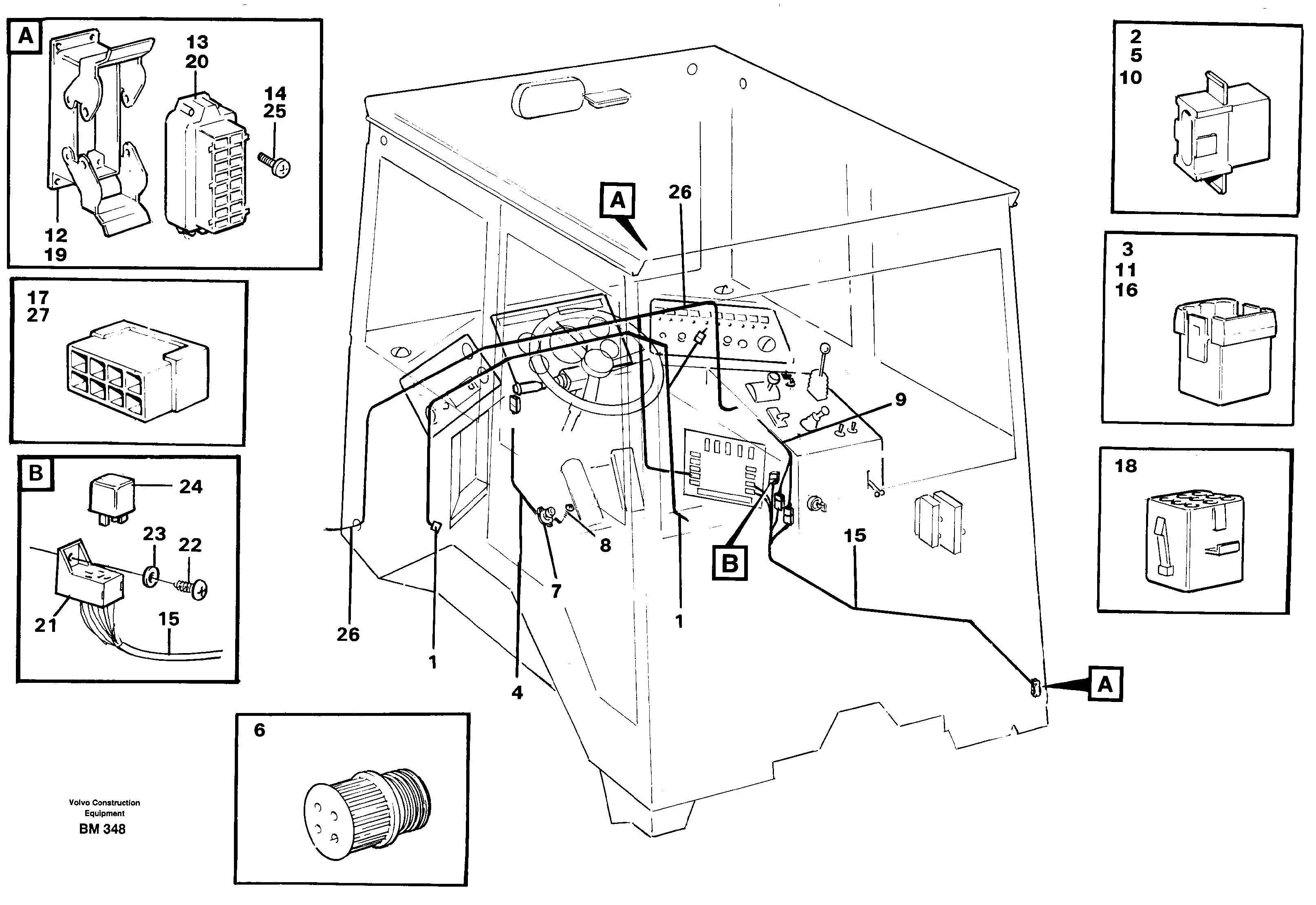 Схема запчастей Volvo A20C - 29729 Cable harnesses, cab A20C SER NO 3052-