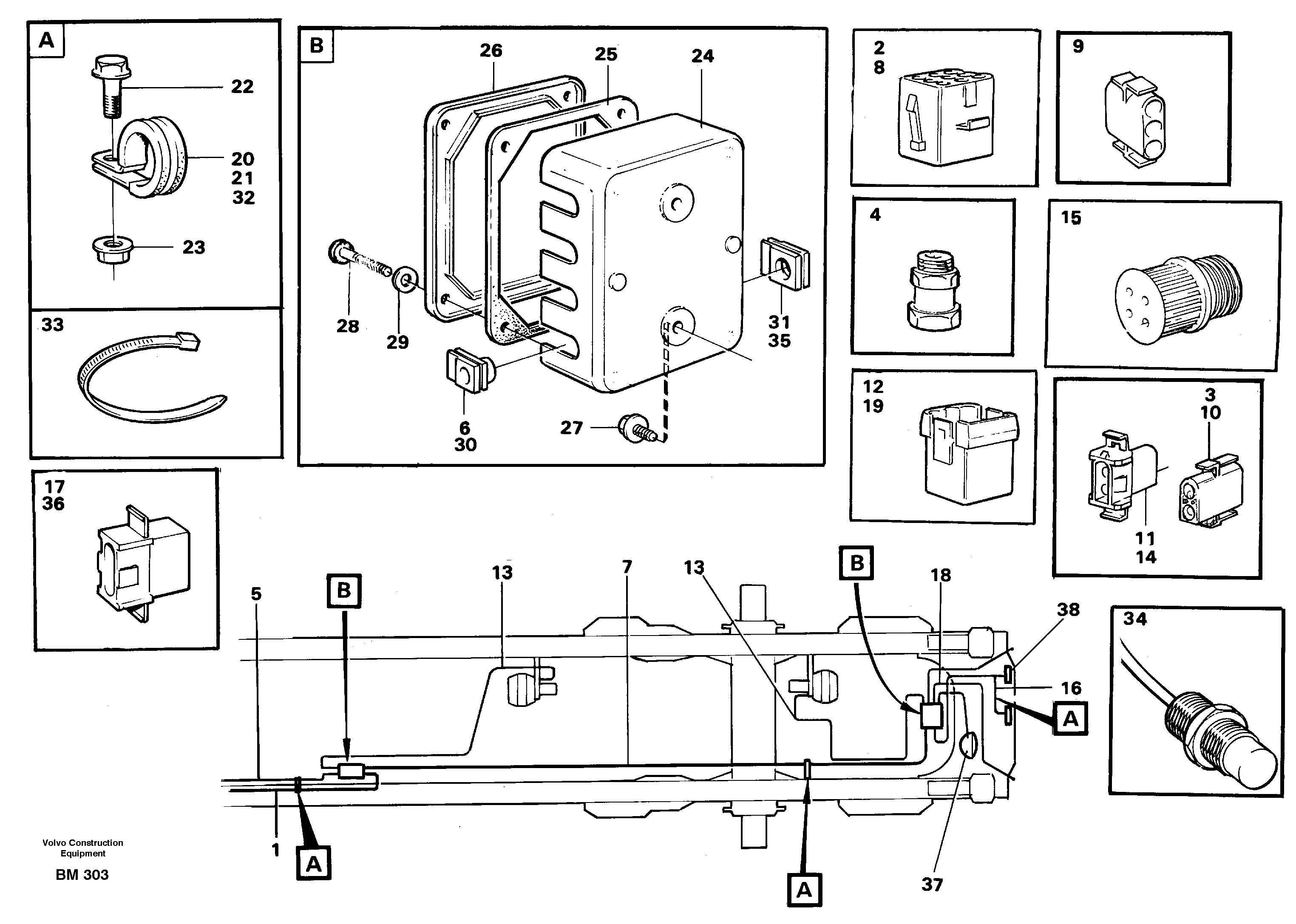 Схема запчастей Volvo A20C - 29741 Cable harnesses, rear A20C SER NO 3052-