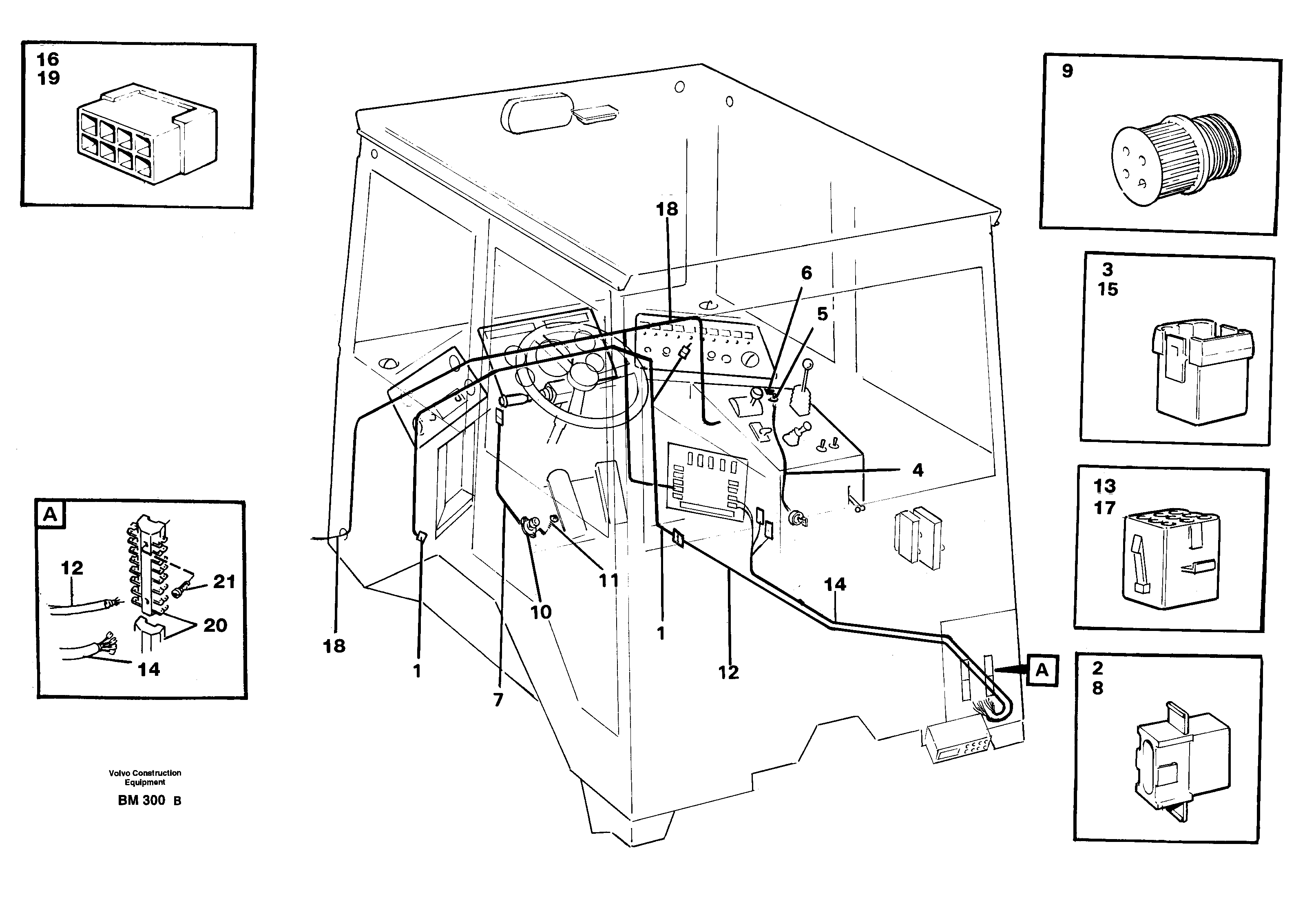 Схема запчастей Volvo A20C - 30703 Cable harnesses, cab A20C SER NO 3052-