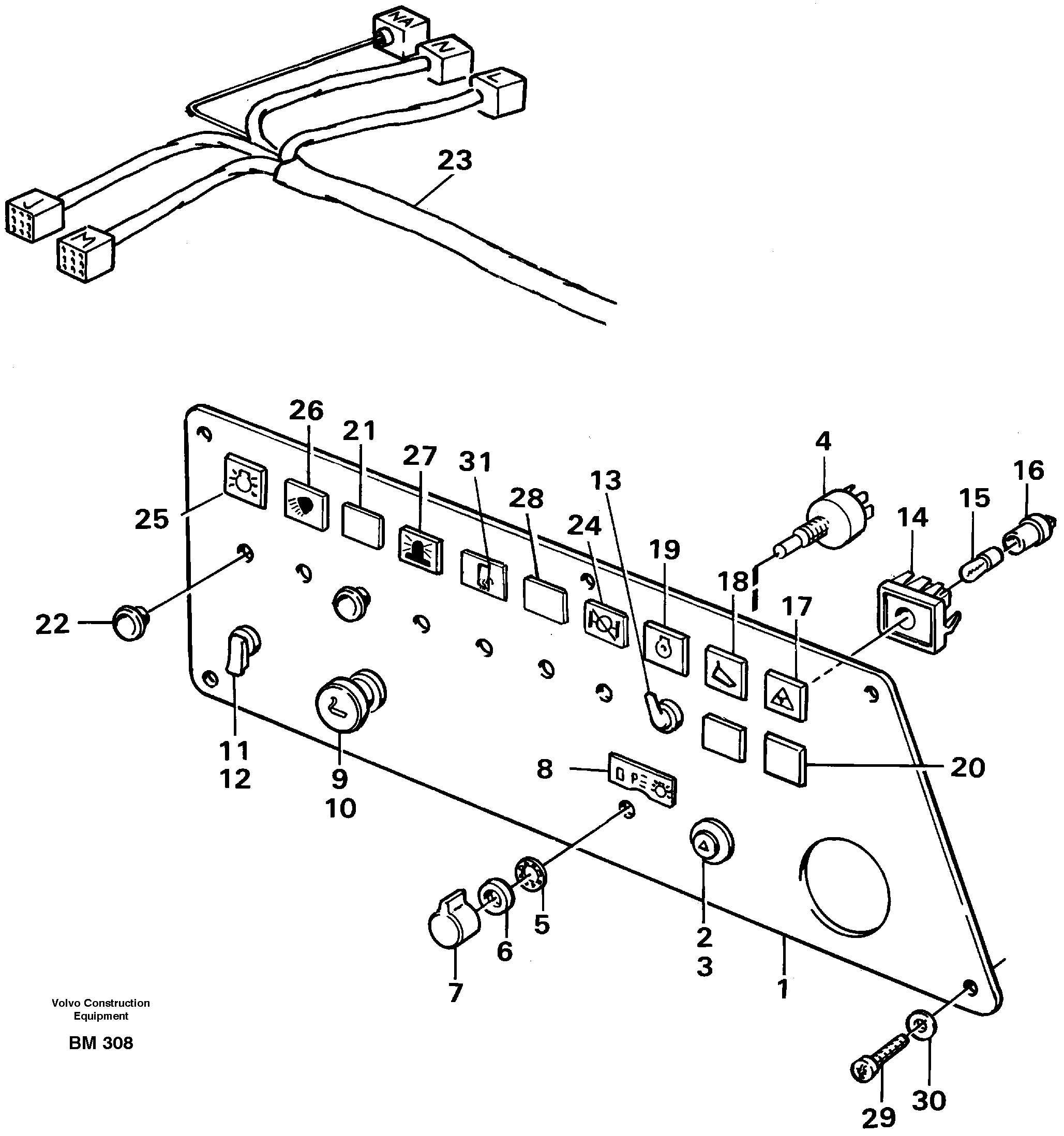 Схема запчастей Volvo A20C - 103447 Instrument panel, right A20C SER NO 3052-