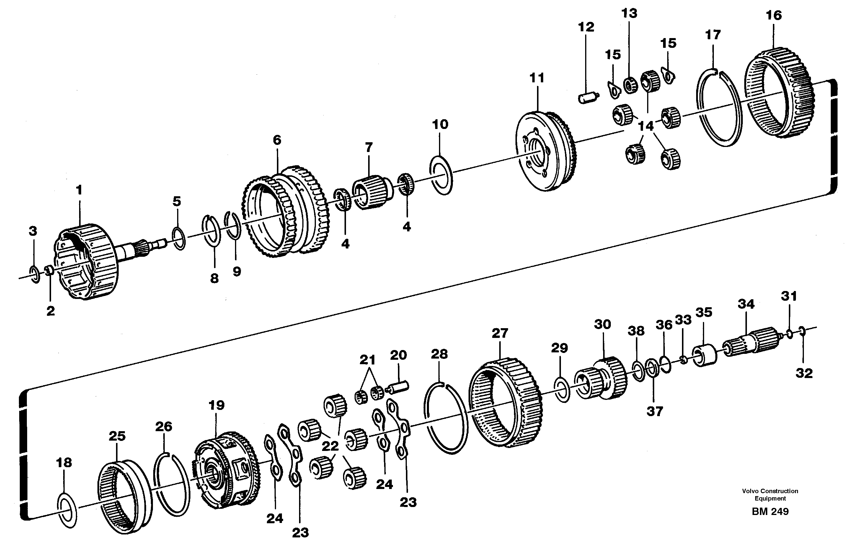 Схема запчастей Volvo A20C - 15865 Gear box A20C SER NO 3052-