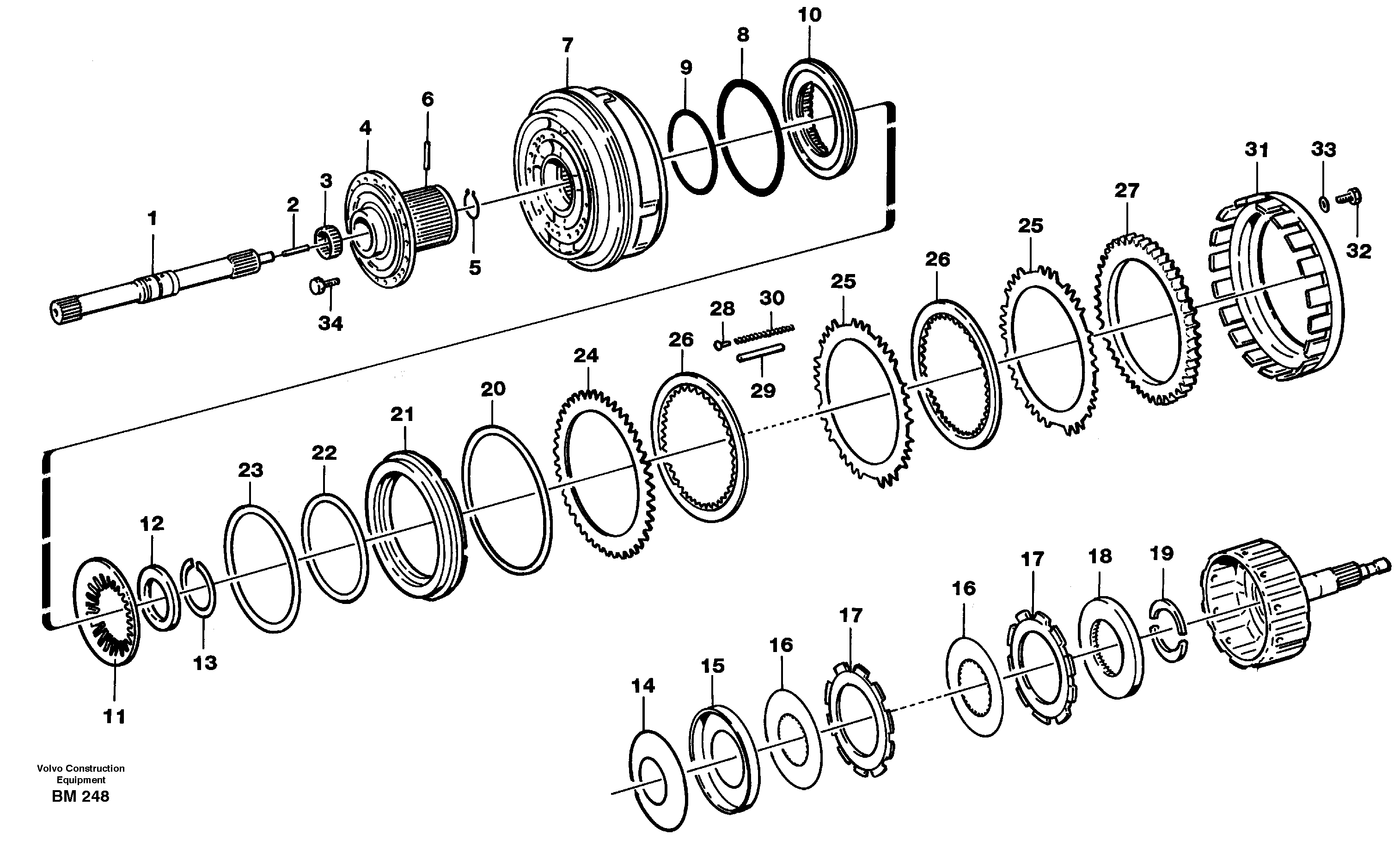 Схема запчастей Volvo A20C - 30465 Clutch A, B A20C SER NO 3052-