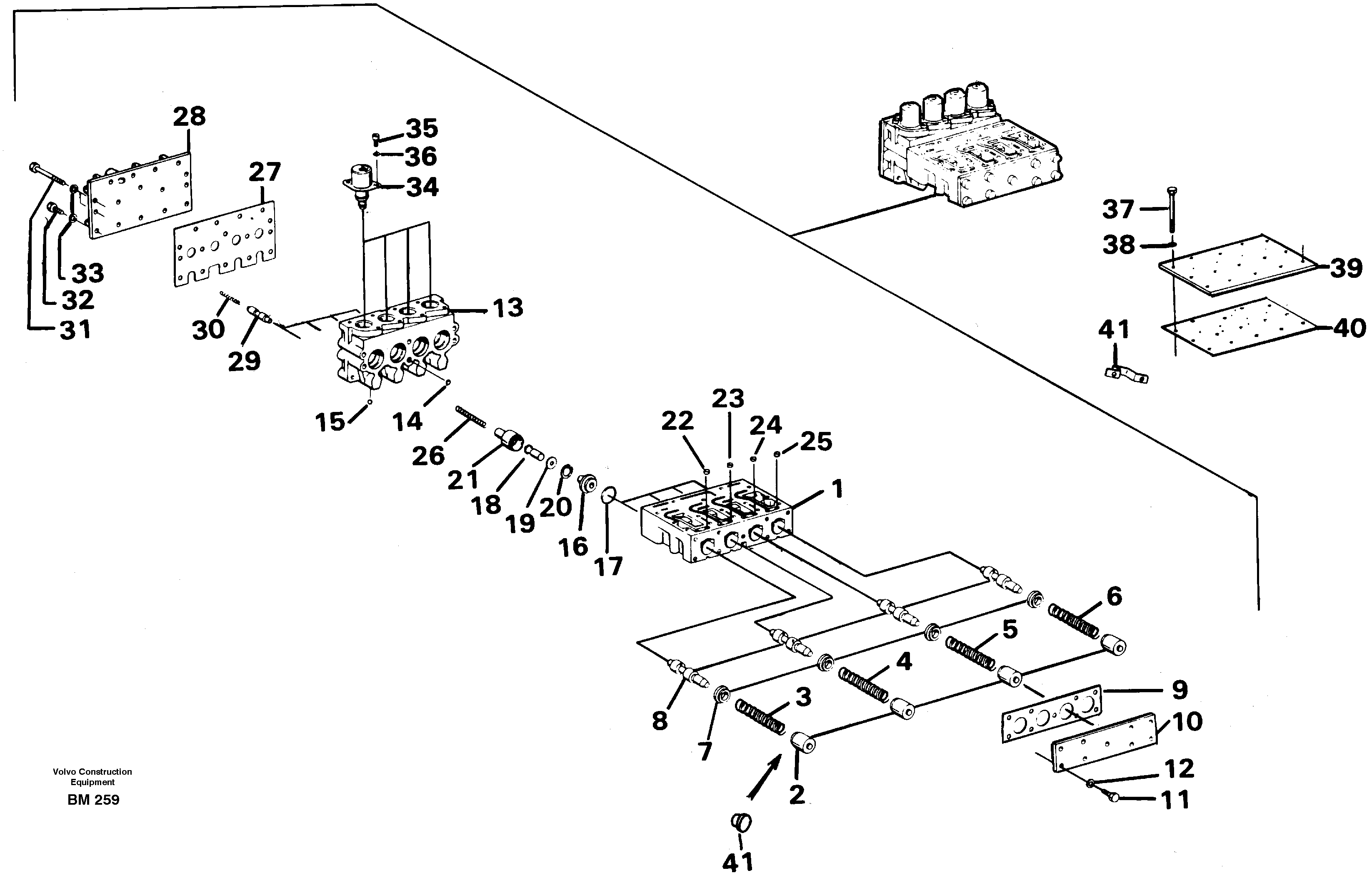 Схема запчастей Volvo A20C - 30485 Valve block A20C SER NO 3052-