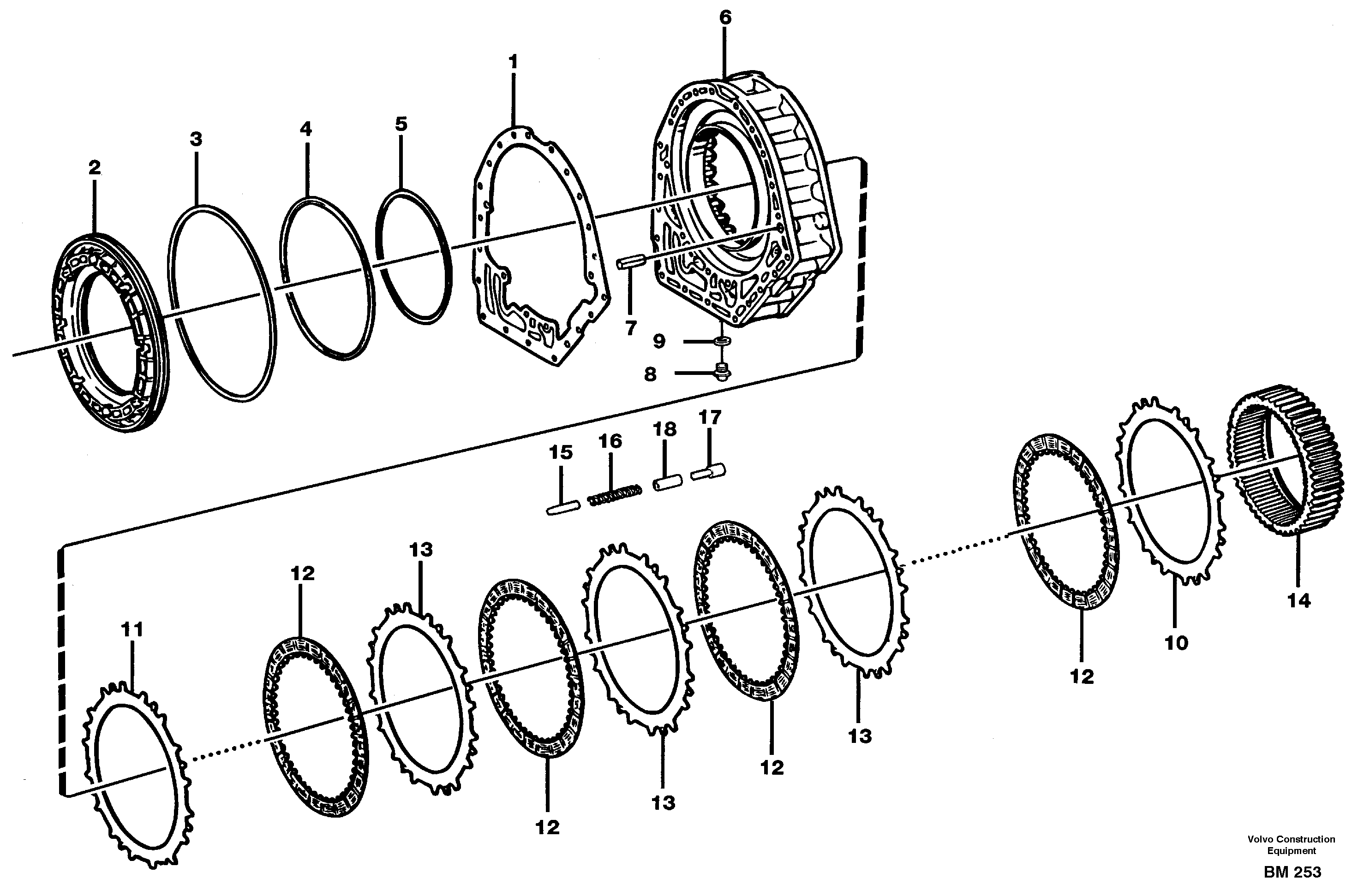 Схема запчастей Volvo A20C - 59740 Centre housing and brake G A20C SER NO 3052-