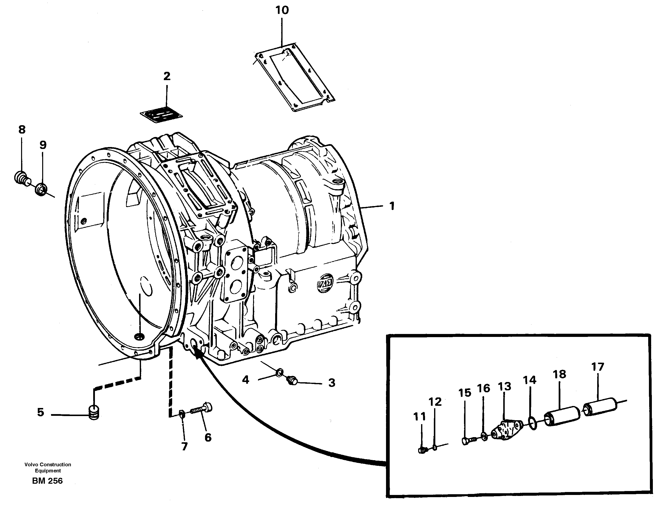 Схема запчастей Volvo A20C - 6947 Gearbox housing A20C SER NO 3052-