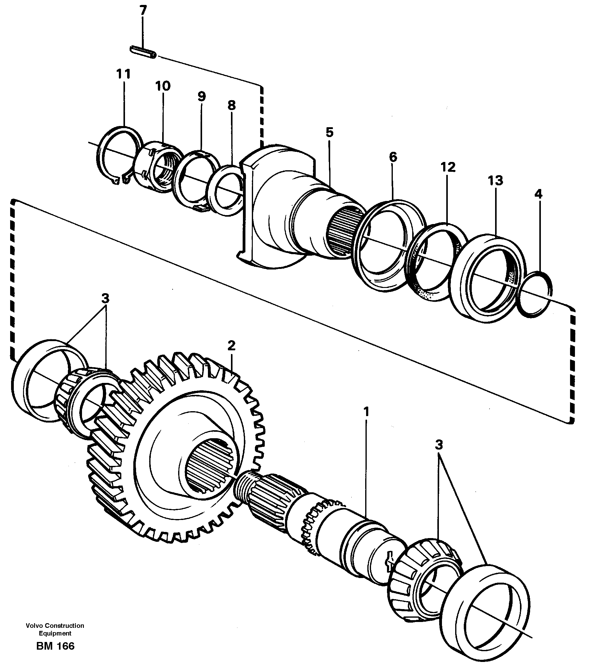 Схема запчастей Volvo A20C - 15870 Lower shaft A20C SER NO 3052-