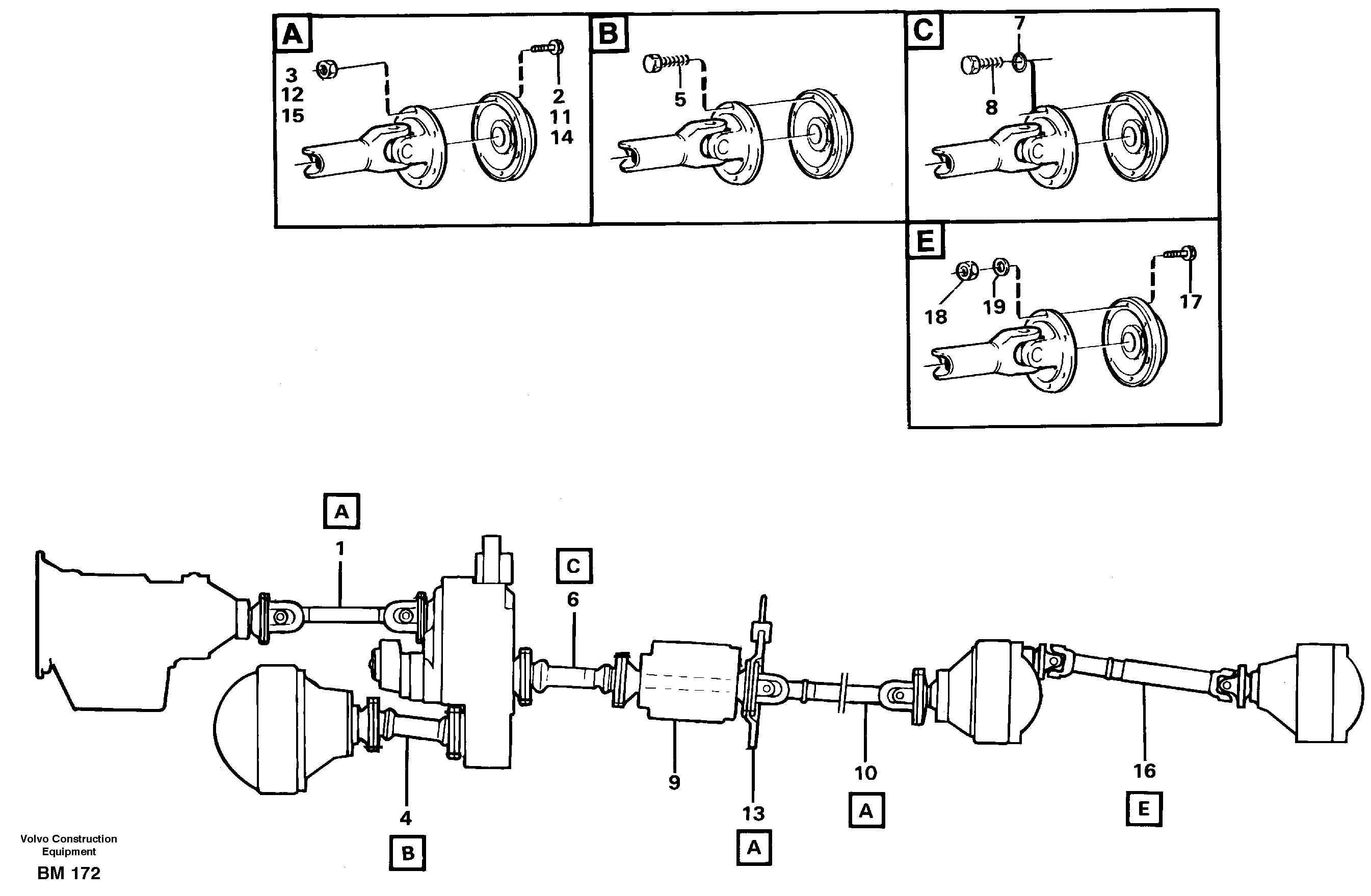 Схема запчастей Volvo A20C - 47139 Power shafts A20C SER NO 3052-