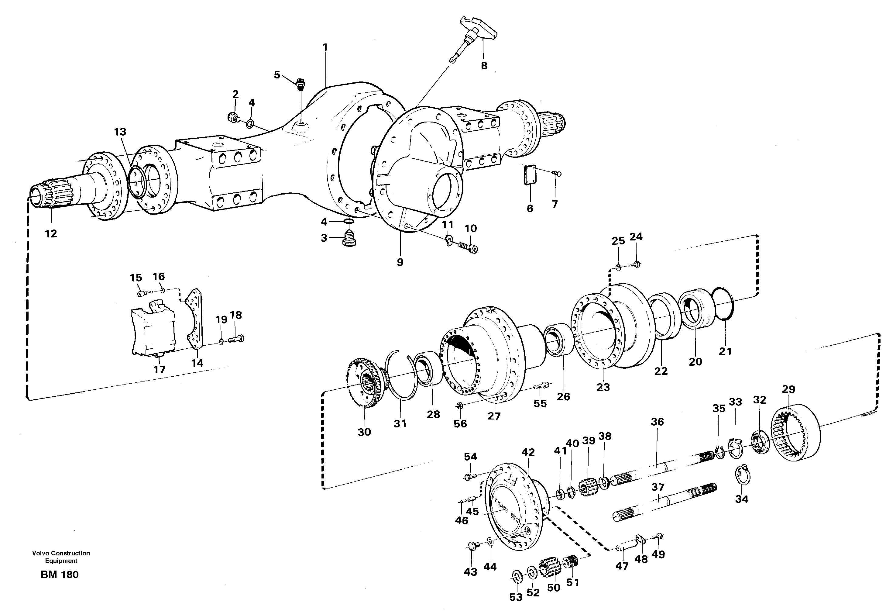Схема запчастей Volvo A20C - 106021 Planetary axle, front A20C SER NO 3052-