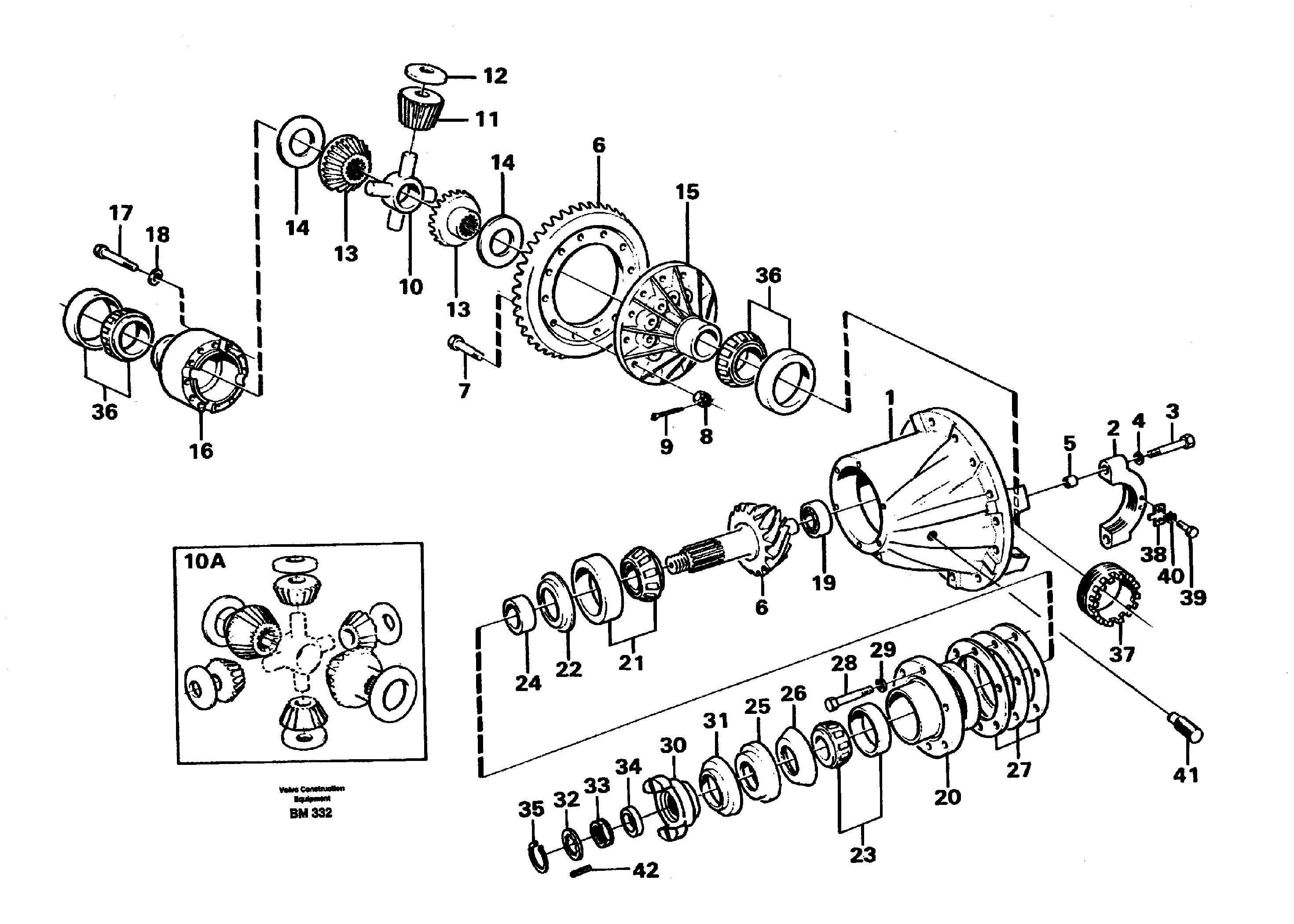 Схема запчастей Volvo A20C - 16182 Главная передача A20C SER NO 3052-