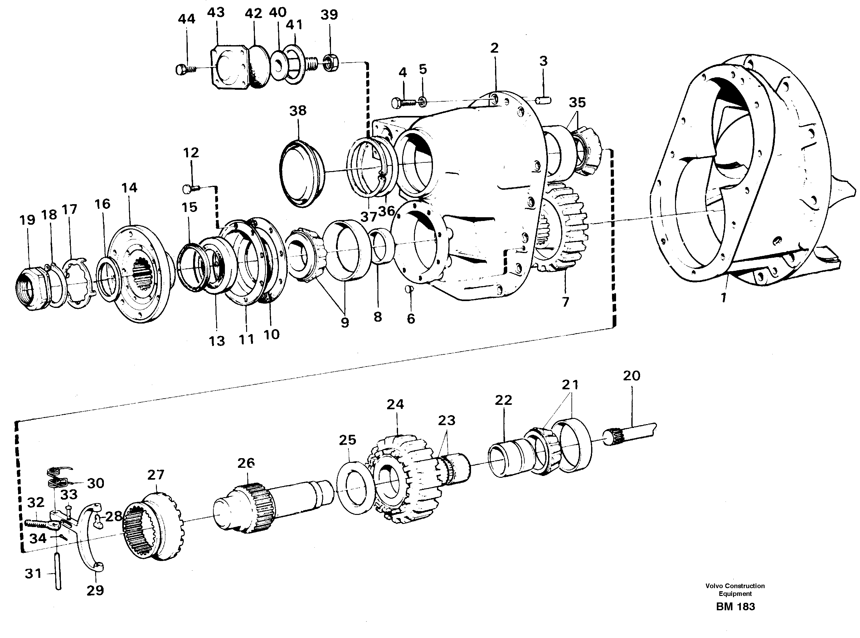 Схема запчастей Volvo A20C - 16184 Главная передача A20C SER NO 3052-