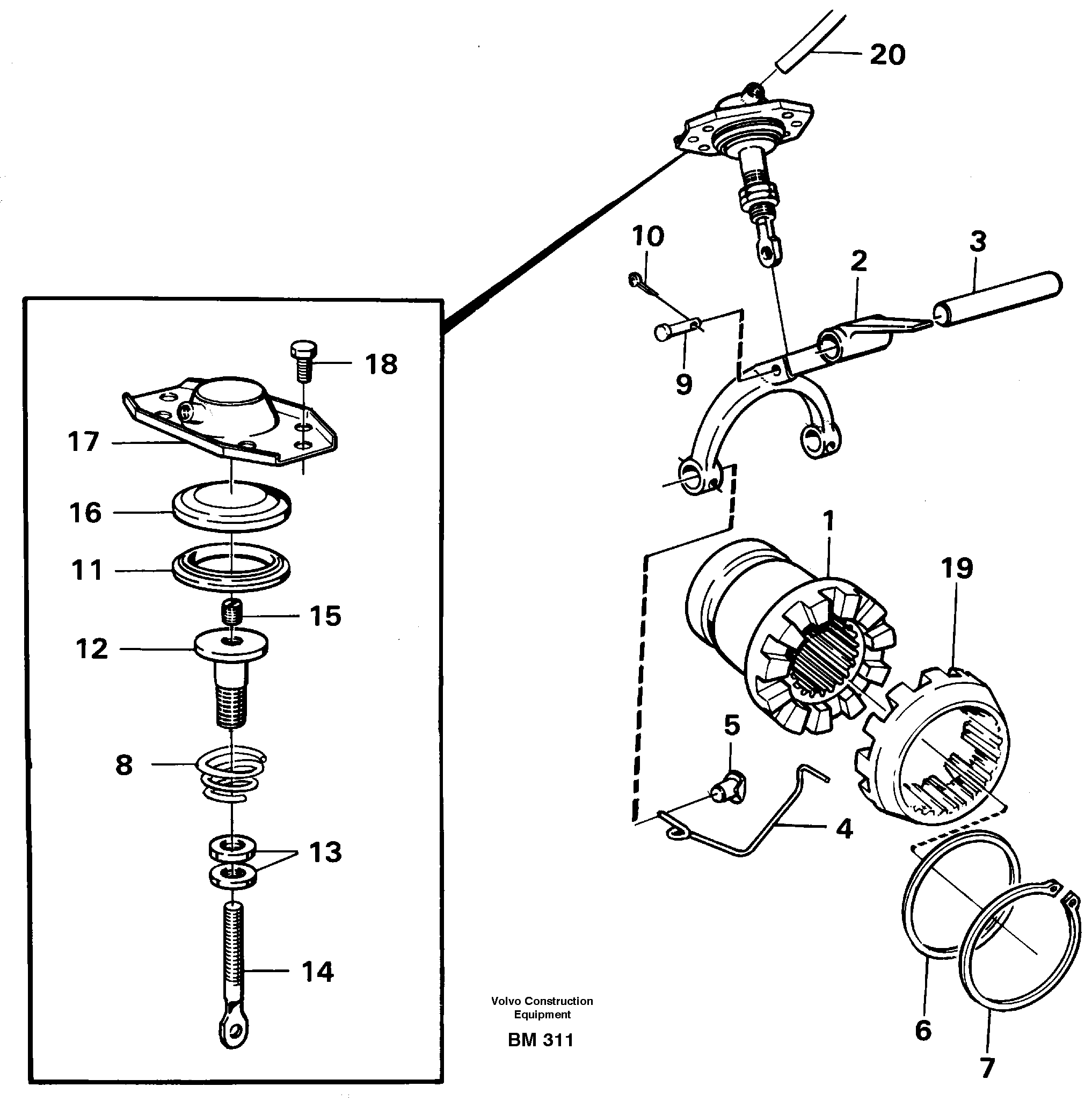 Схема запчастей Volvo A20C - 16186 Differential lock A20C SER NO 3052-
