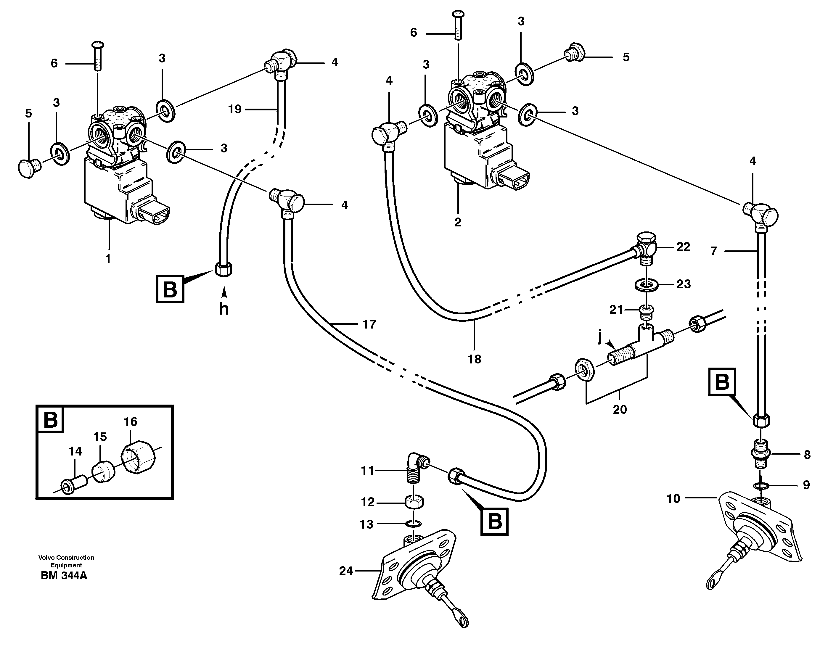 Схема запчастей Volvo A20C - 16191 Pneumatic system, diff lock, cab A20C SER NO 3052-