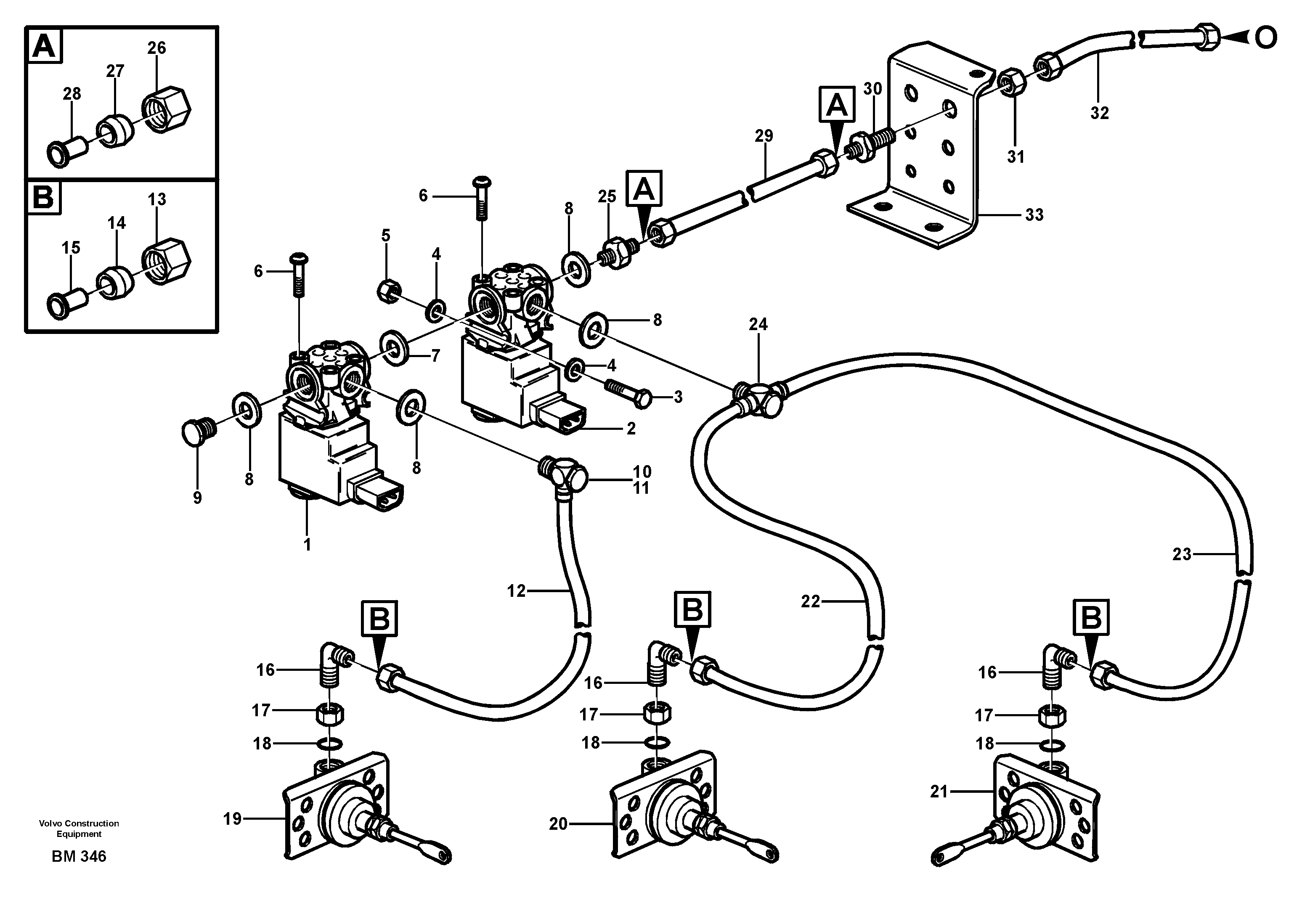 Схема запчастей Volvo A20C - 63948 Pneumatic system, diff lock, trailer A20C SER NO 3052-