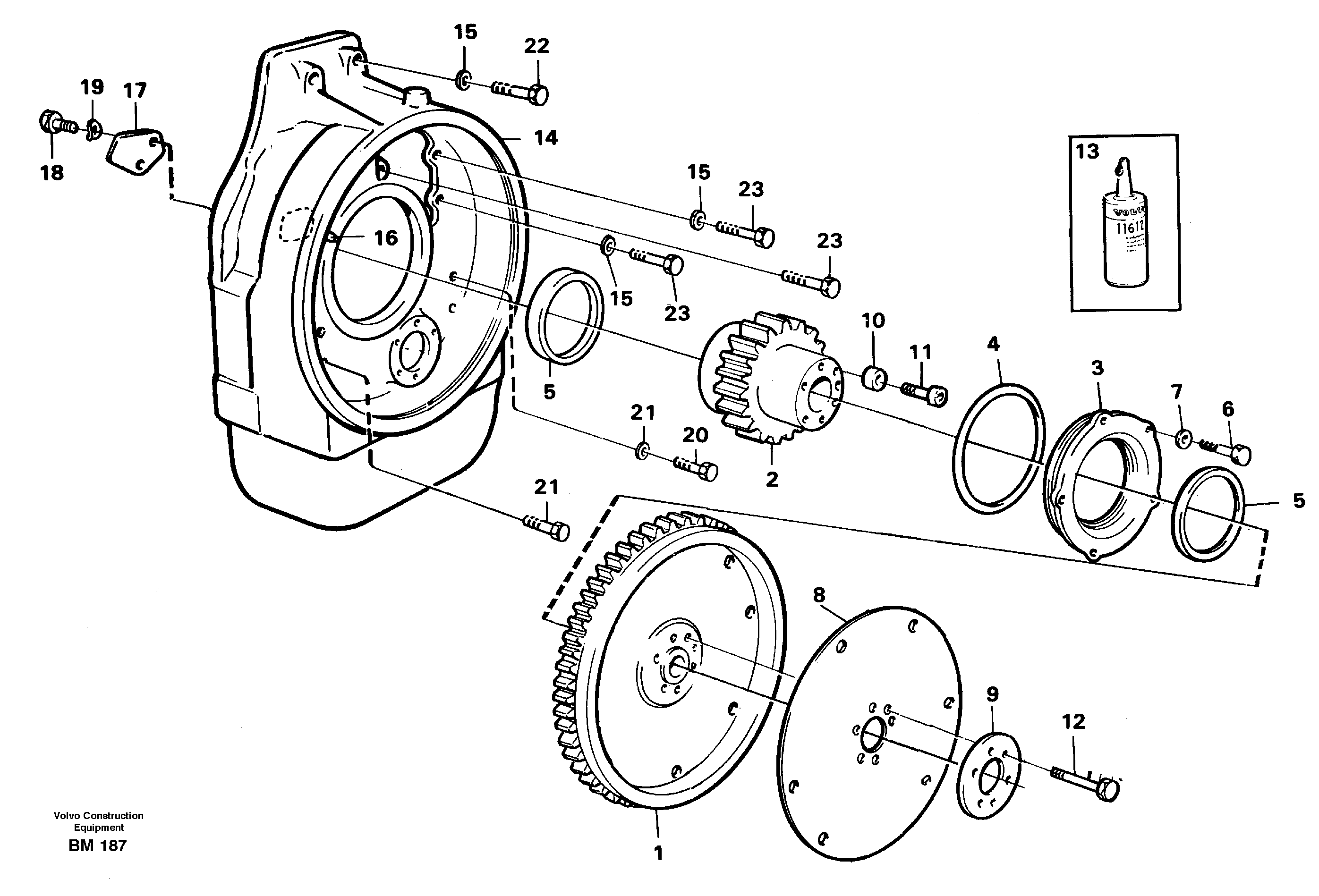 Схема запчастей Volvo A20C - 16193 Pump drive with fitting parts A20C SER NO 3052-