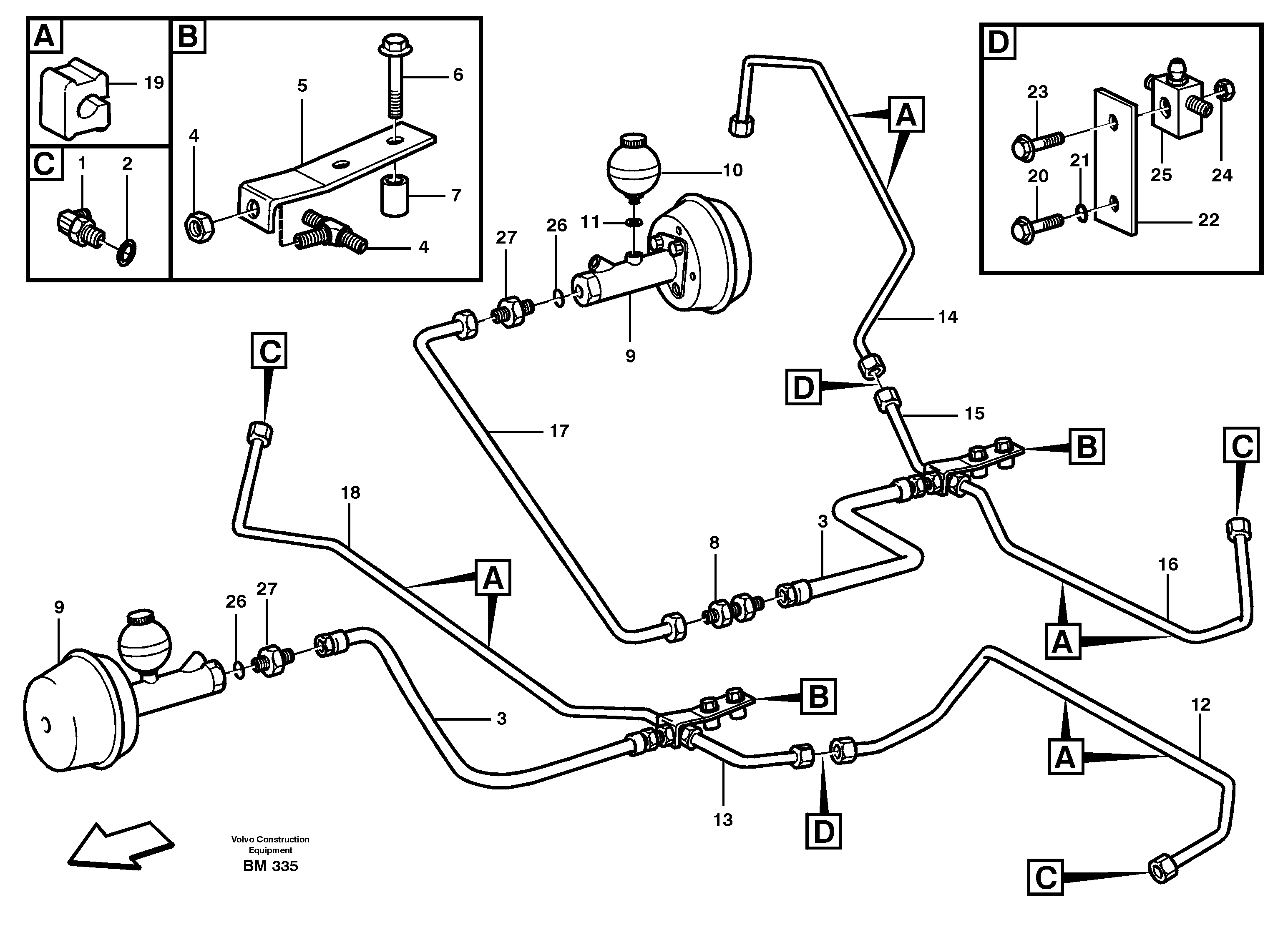 Схема запчастей Volvo A20C - 27988 Hydraulic brake-system trailer A20C SER NO 3052-