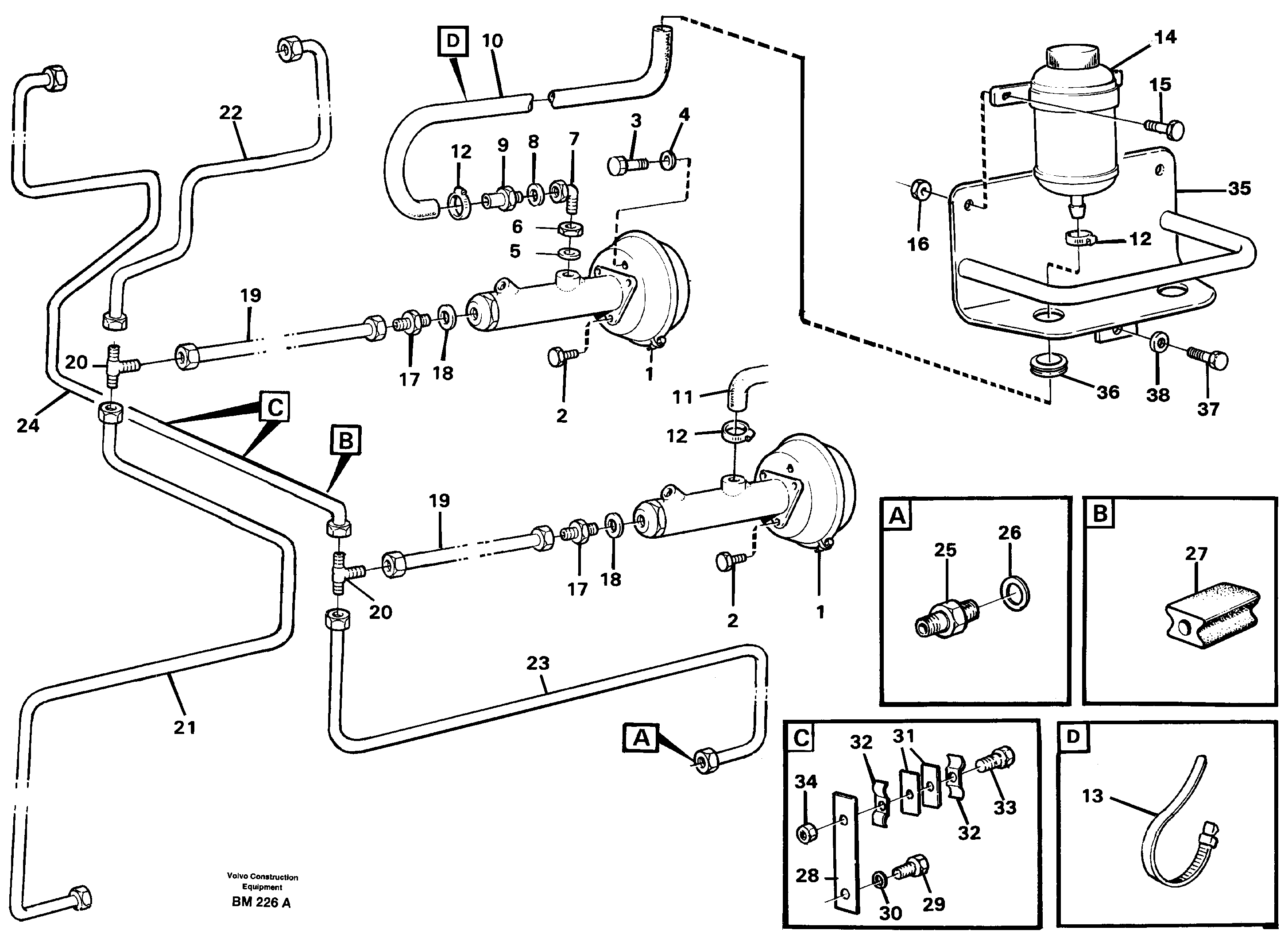 Схема запчастей Volvo A20C - 68436 Hydraulic brake-system Tractor A20C SER NO 3052-