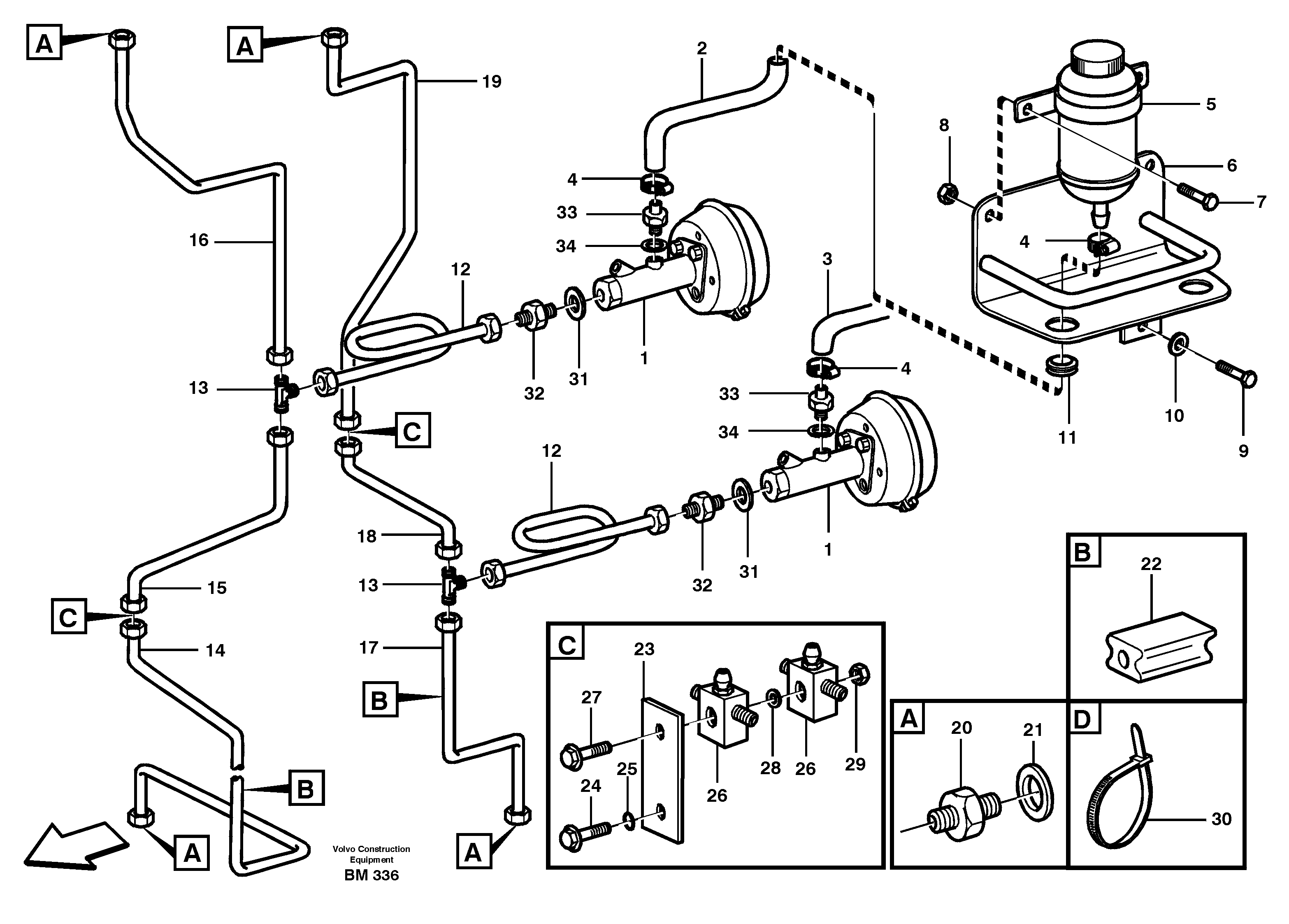 Схема запчастей Volvo A20C - 73867 Hydraulic brake-system Tractor A20C SER NO 3052-
