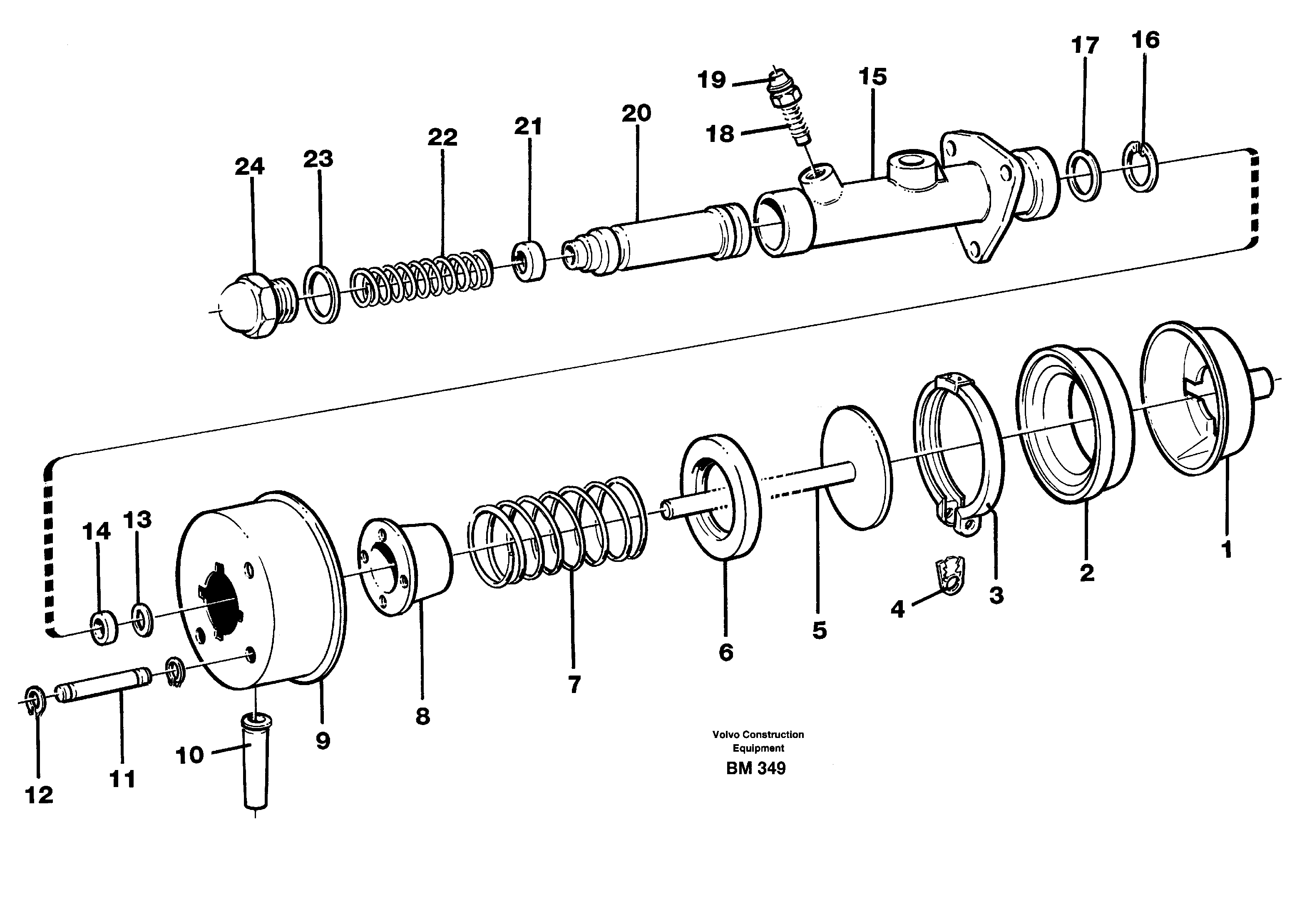 Схема запчастей Volvo A20C - 24747 Brake servo A20C SER NO 3052-