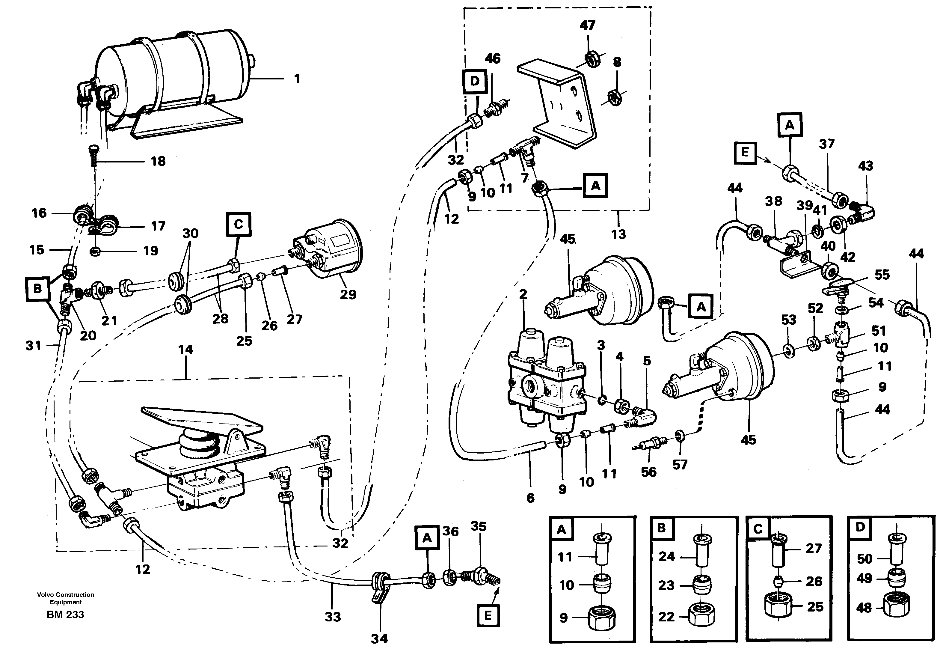 Схема запчастей Volvo A20C - 63951 Brake system tractor A20C SER NO 3052-