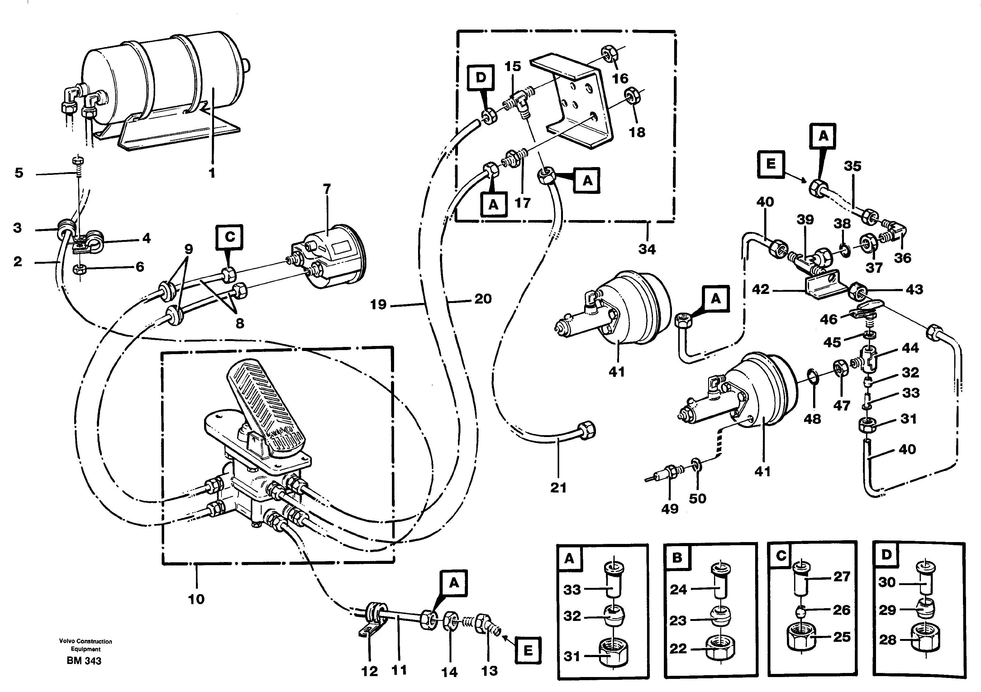 Схема запчастей Volvo A20C - 63952 Brake system tractor A20C SER NO 3052-