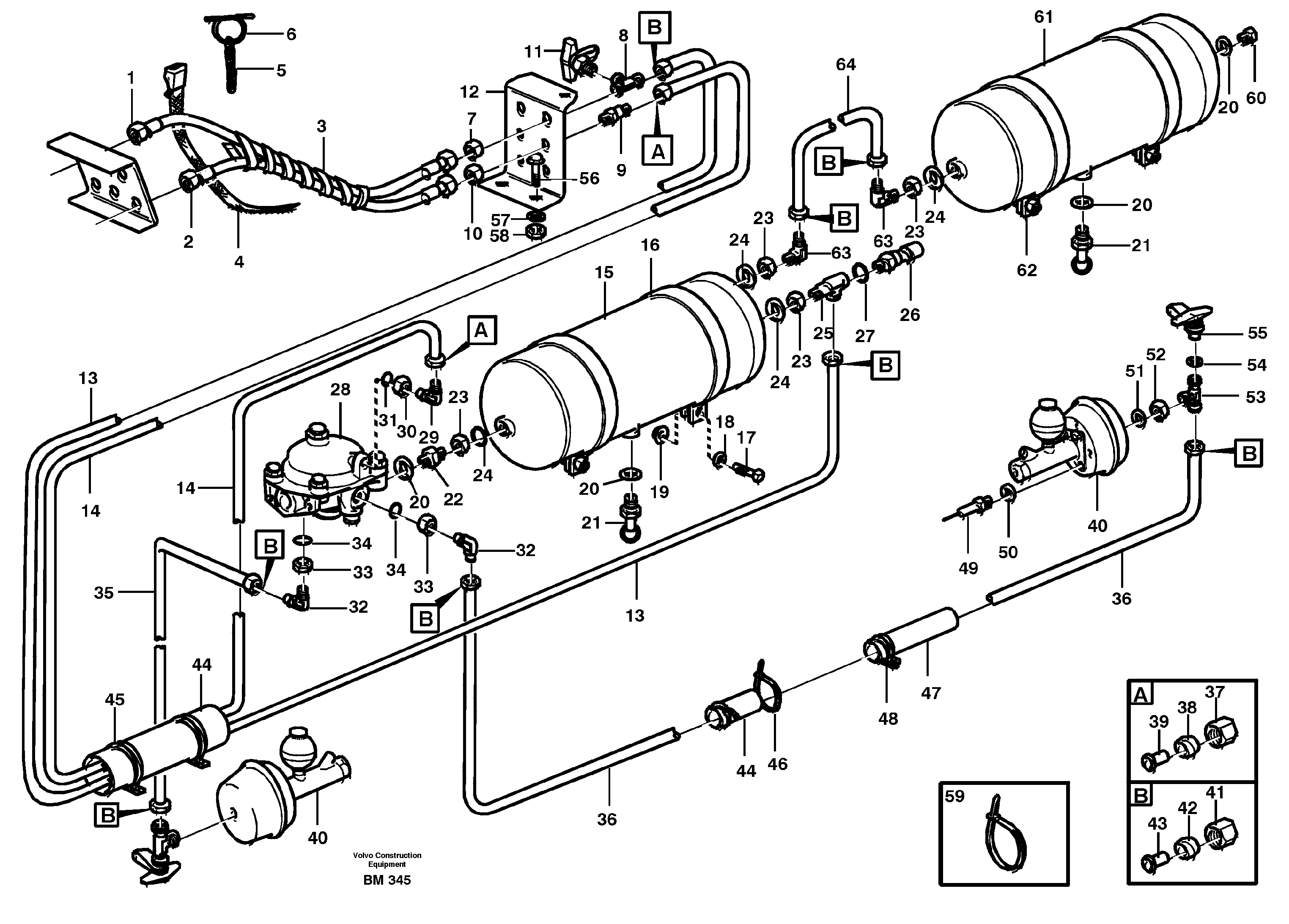 Схема запчастей Volvo A20C - 84058 Brake system trailer A20C SER NO 3052-