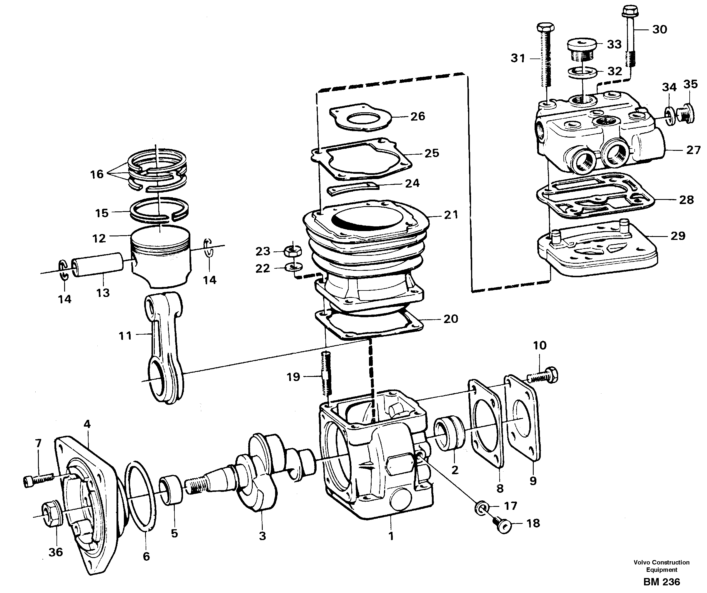Схема запчастей Volvo A20C - 23075 Air compressor A20C SER NO 3052-