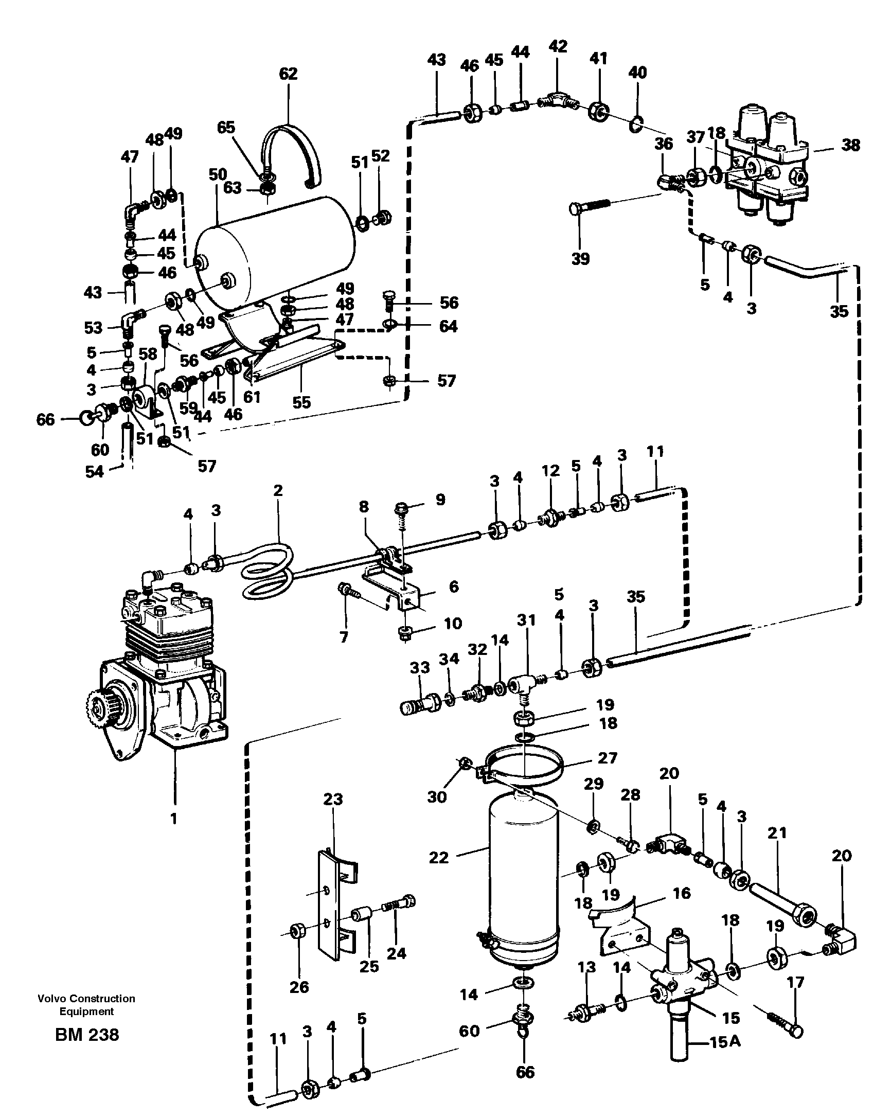 Схема запчастей Volvo A20C - 100603 Feed lines, wet tank and regulator A20C SER NO 3052-