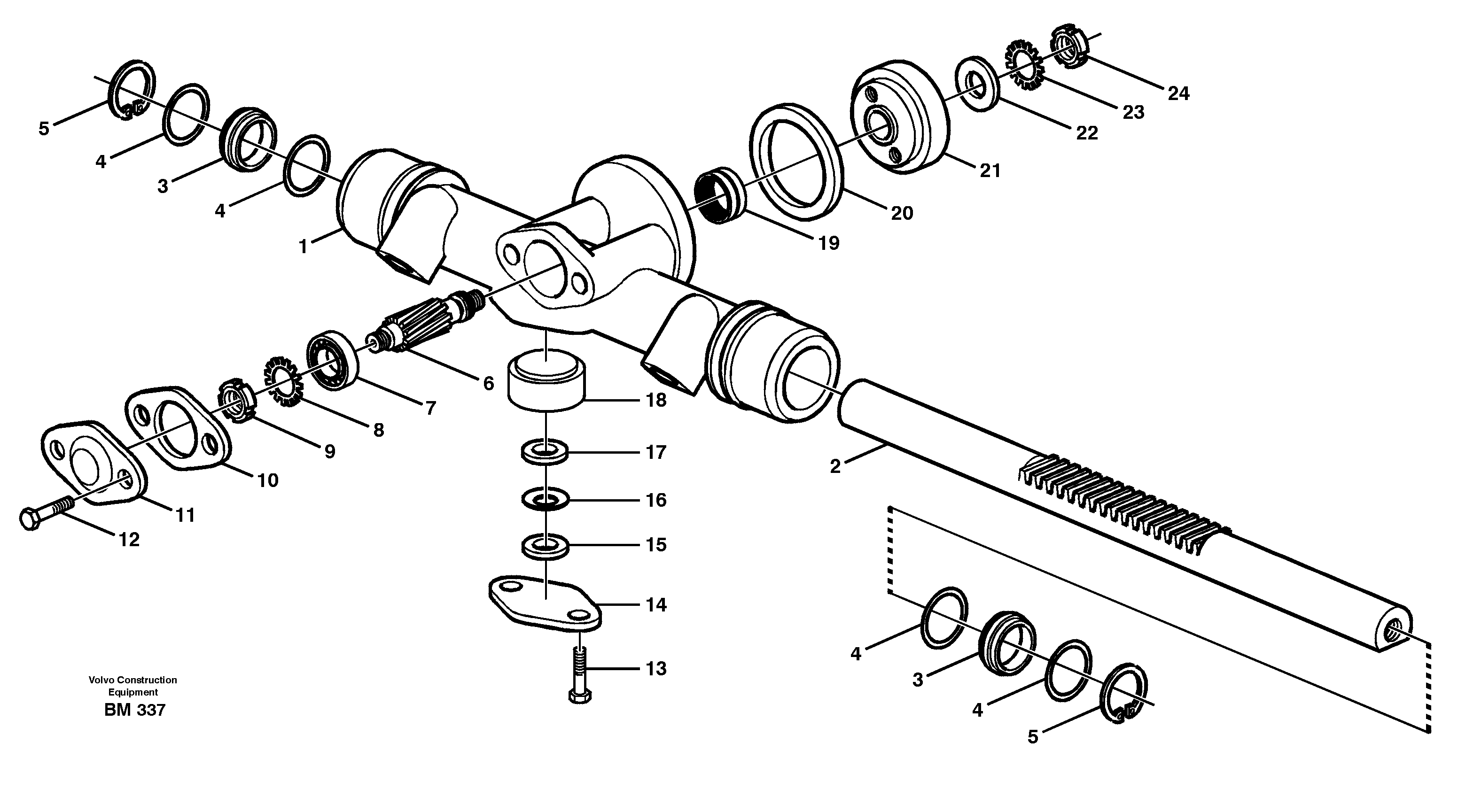 Схема запчастей Volvo A20C - 17040 Rack gear A20C SER NO 3052-