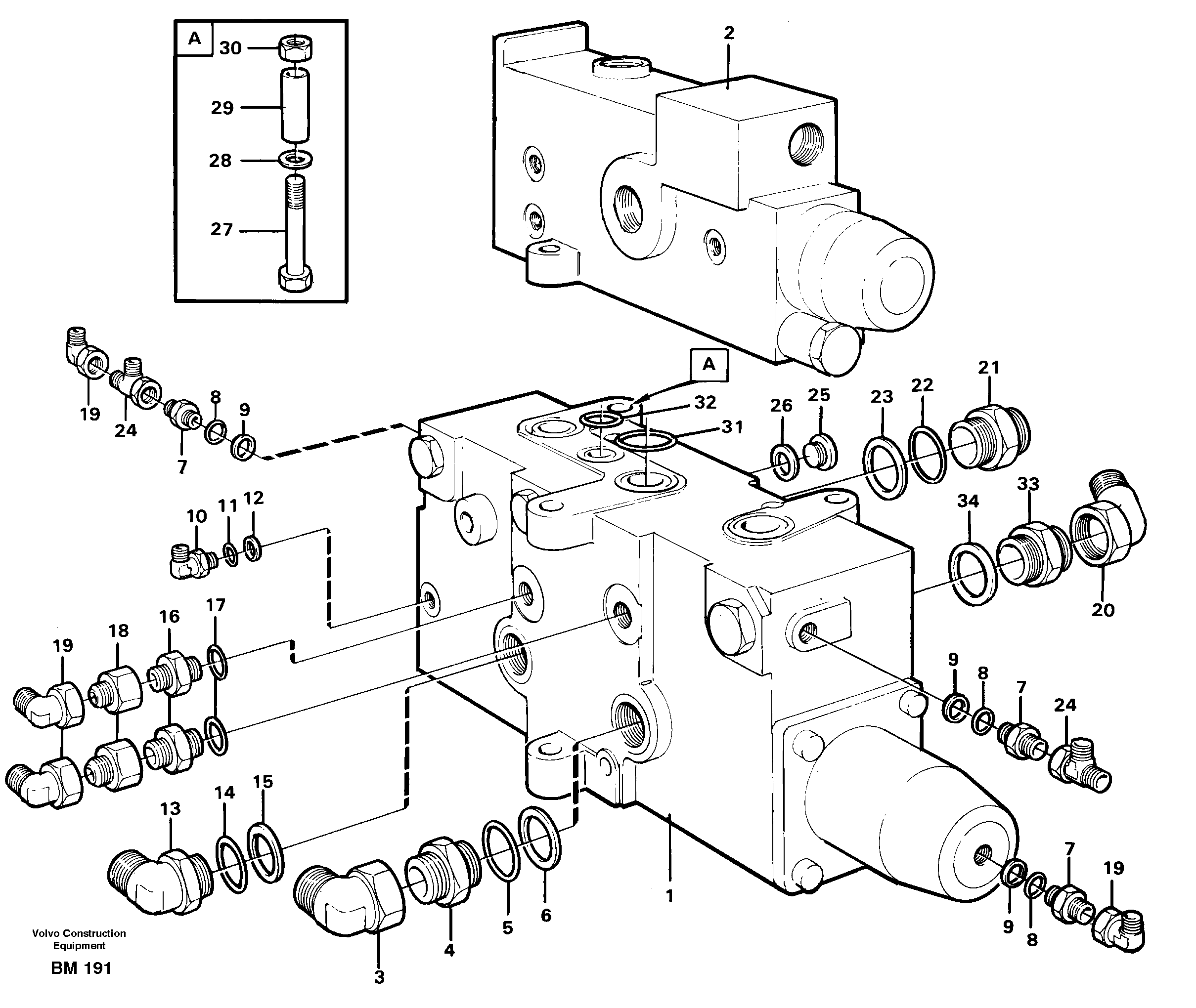 Схема запчастей Volvo A20C - 14188 Control valve with fitting parts A20C SER NO 3052-