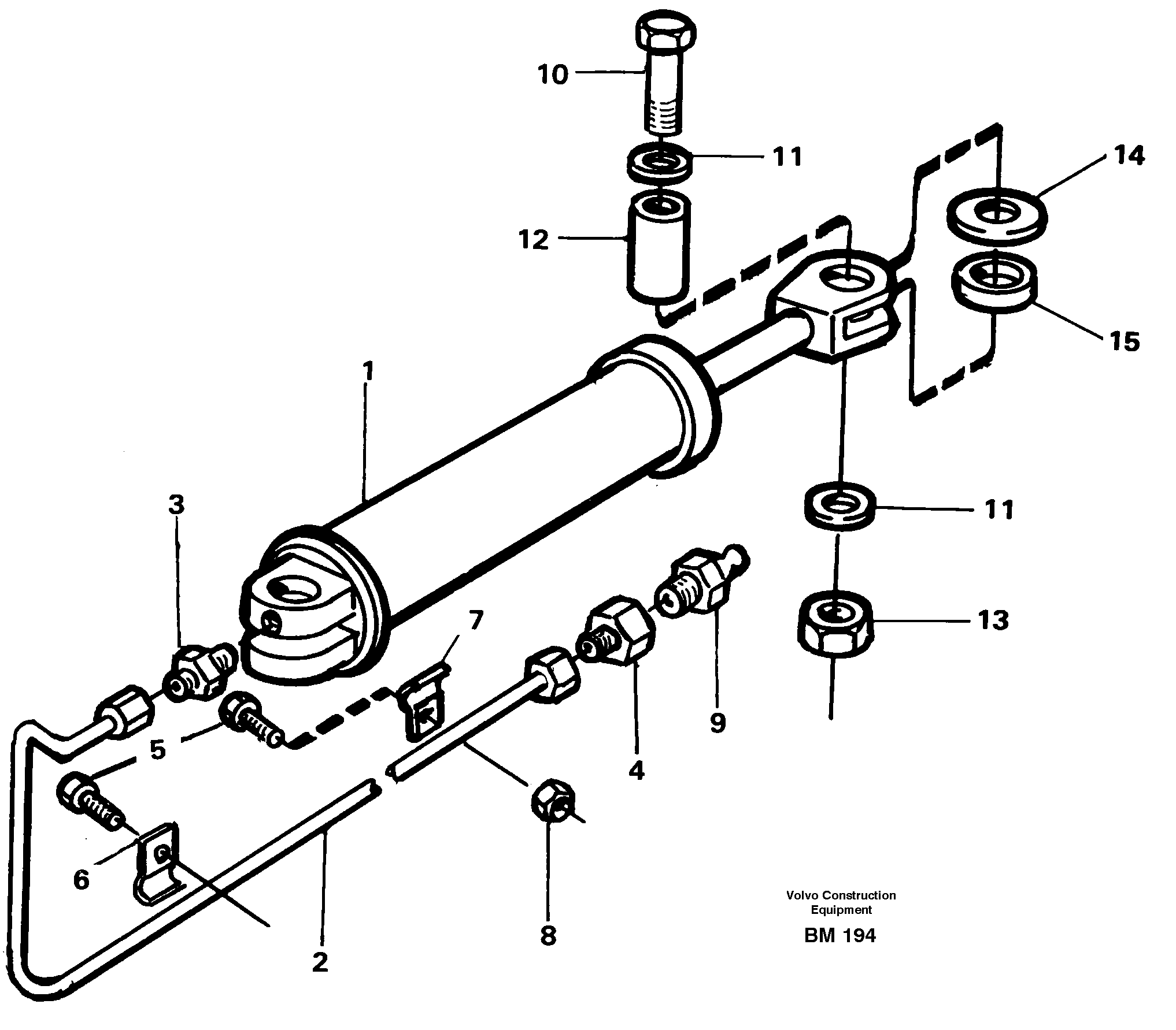 Схема запчастей Volvo A20C - 17042 Steering cylinder with fitting parts A20C SER NO 3052-