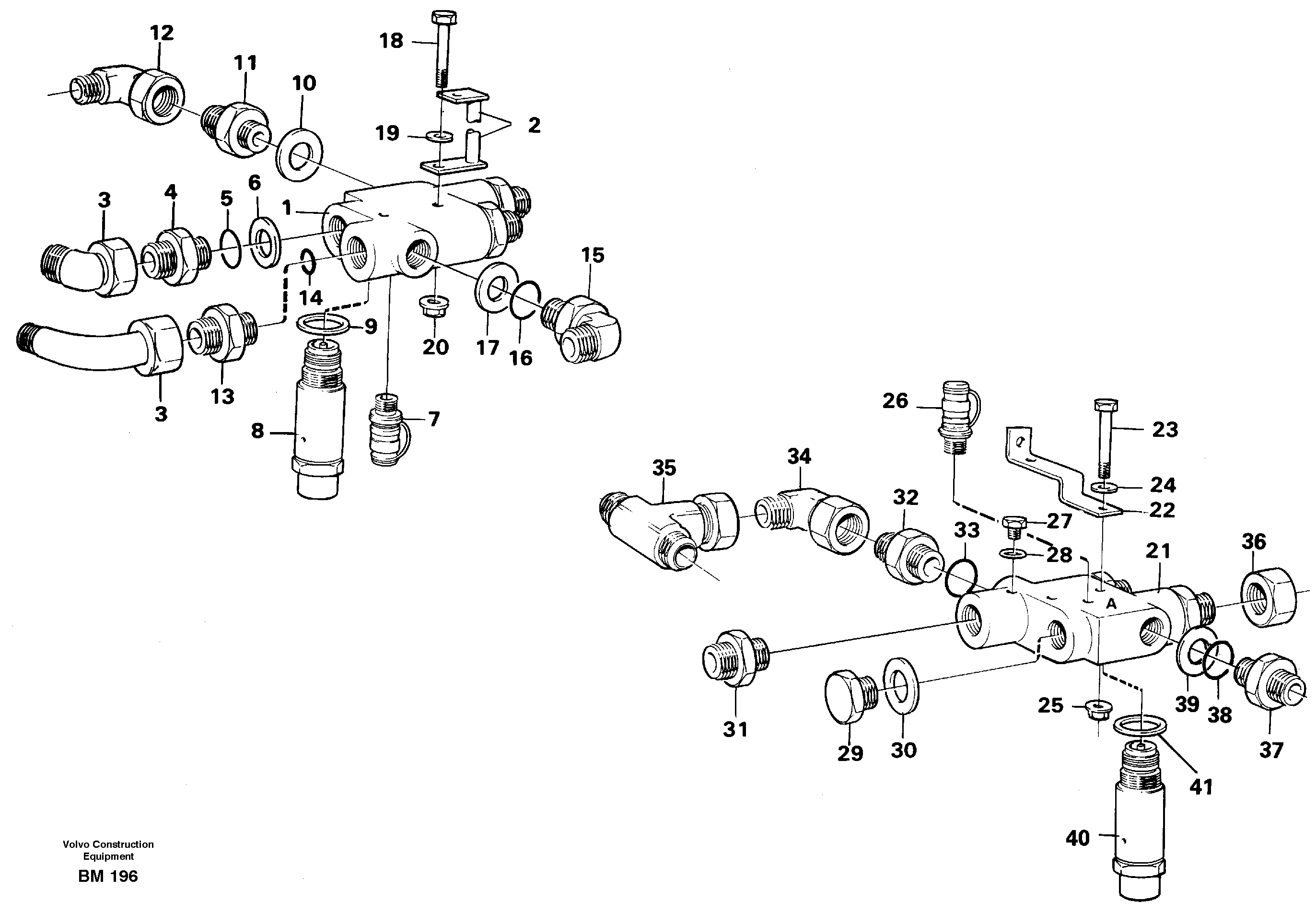 Схема запчастей Volvo A20C - 93828 Check valve with fitting parts A20C SER NO 3052-