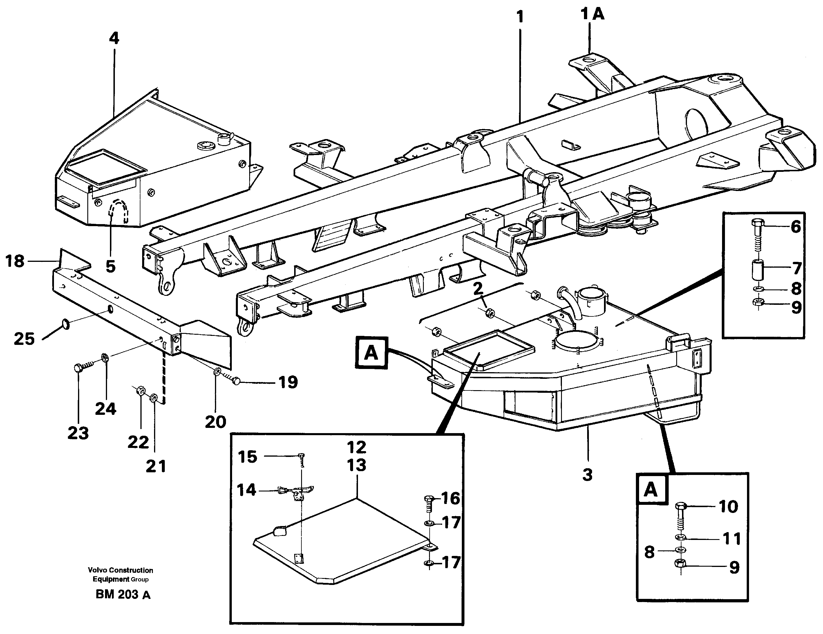 Схема запчастей Volvo A20C - 28681 Front frame Assembly A20C SER NO 3052-