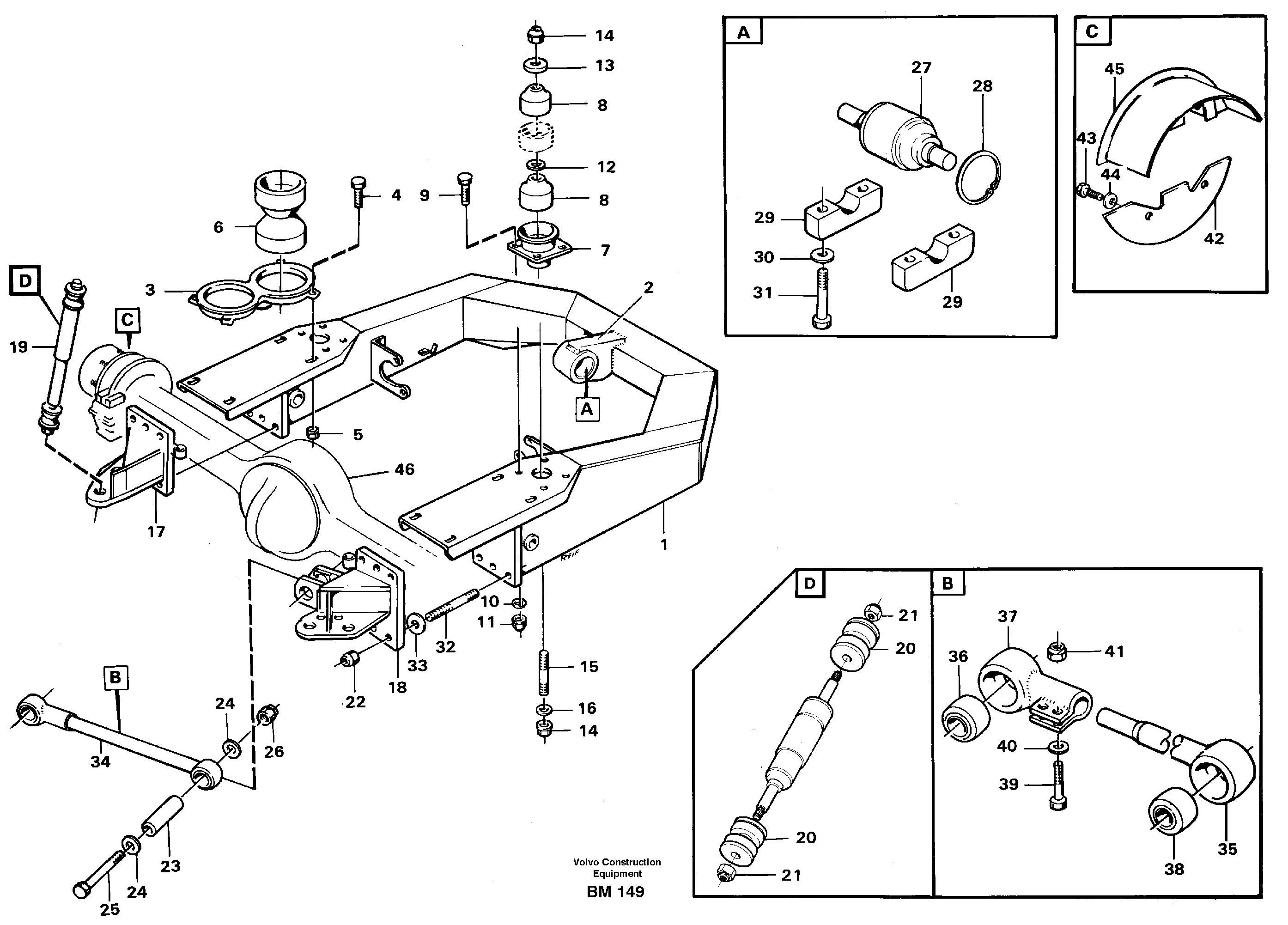 Схема запчастей Volvo A20C - 55601 Front axle suspension A20C SER NO 3052-