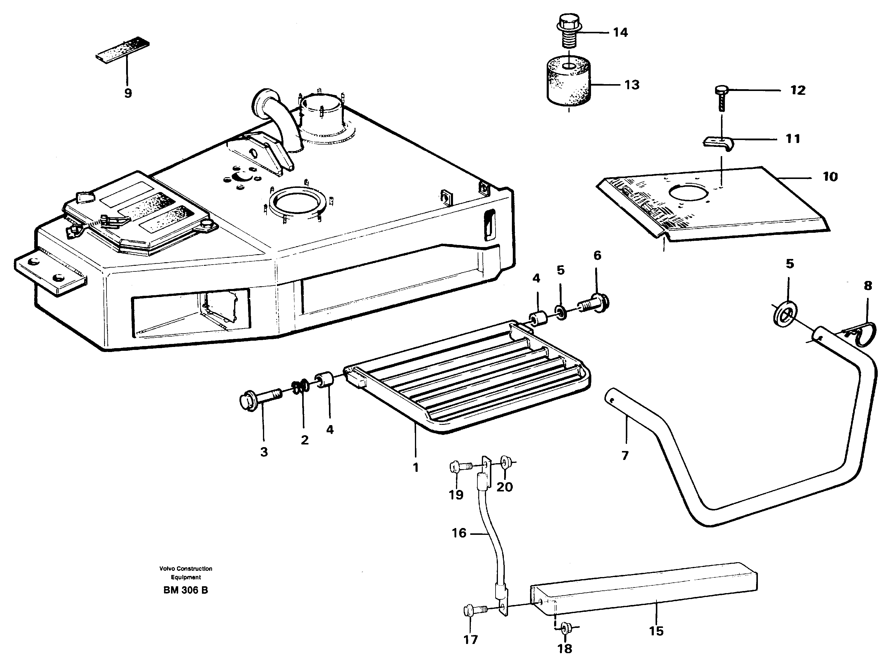 Схема запчастей Volvo A20C - 82076 Foot step A20C SER NO 3052-