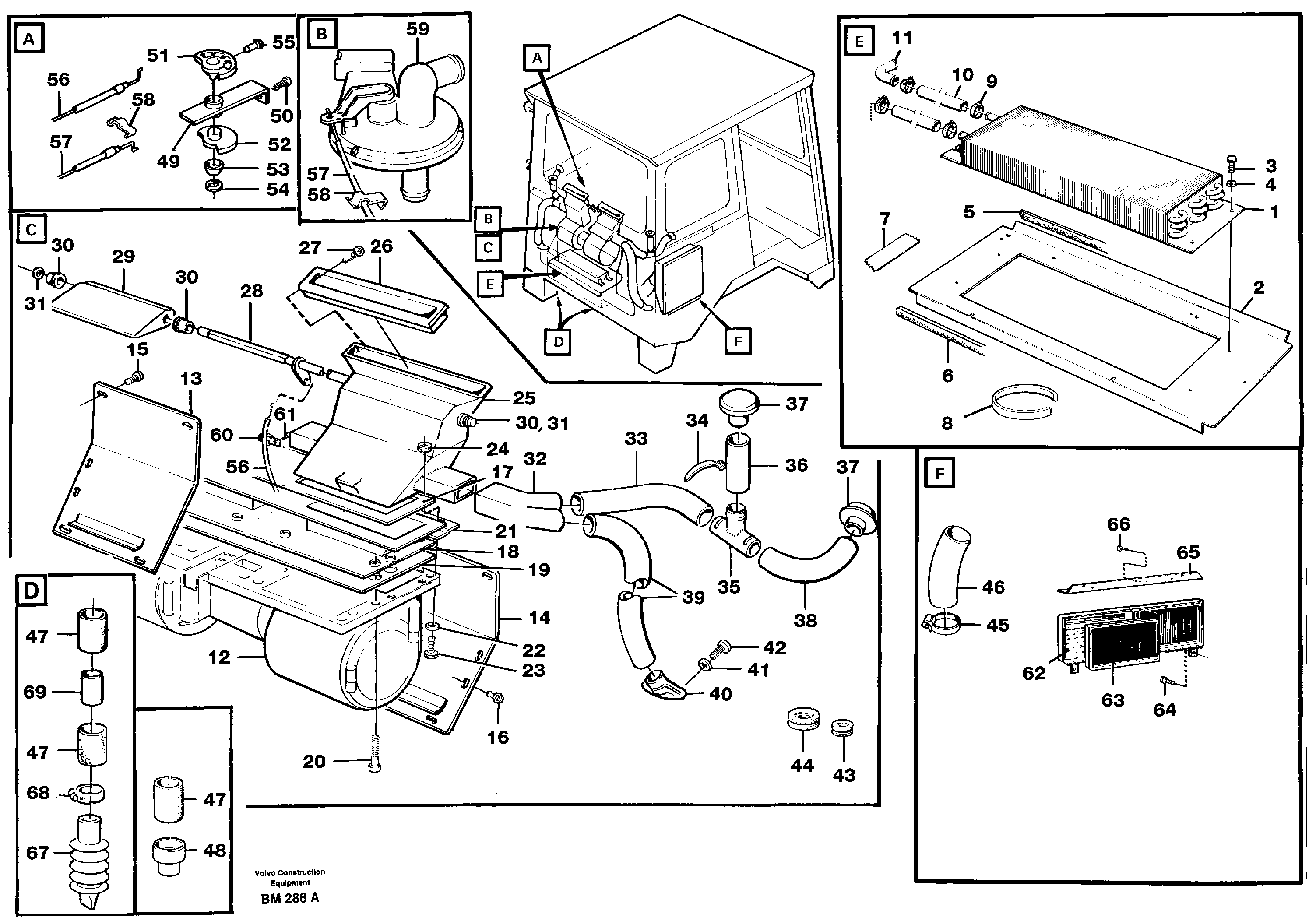 Схема запчастей Volvo A20C - 84033 Cab ventilation A20C SER NO 3052-