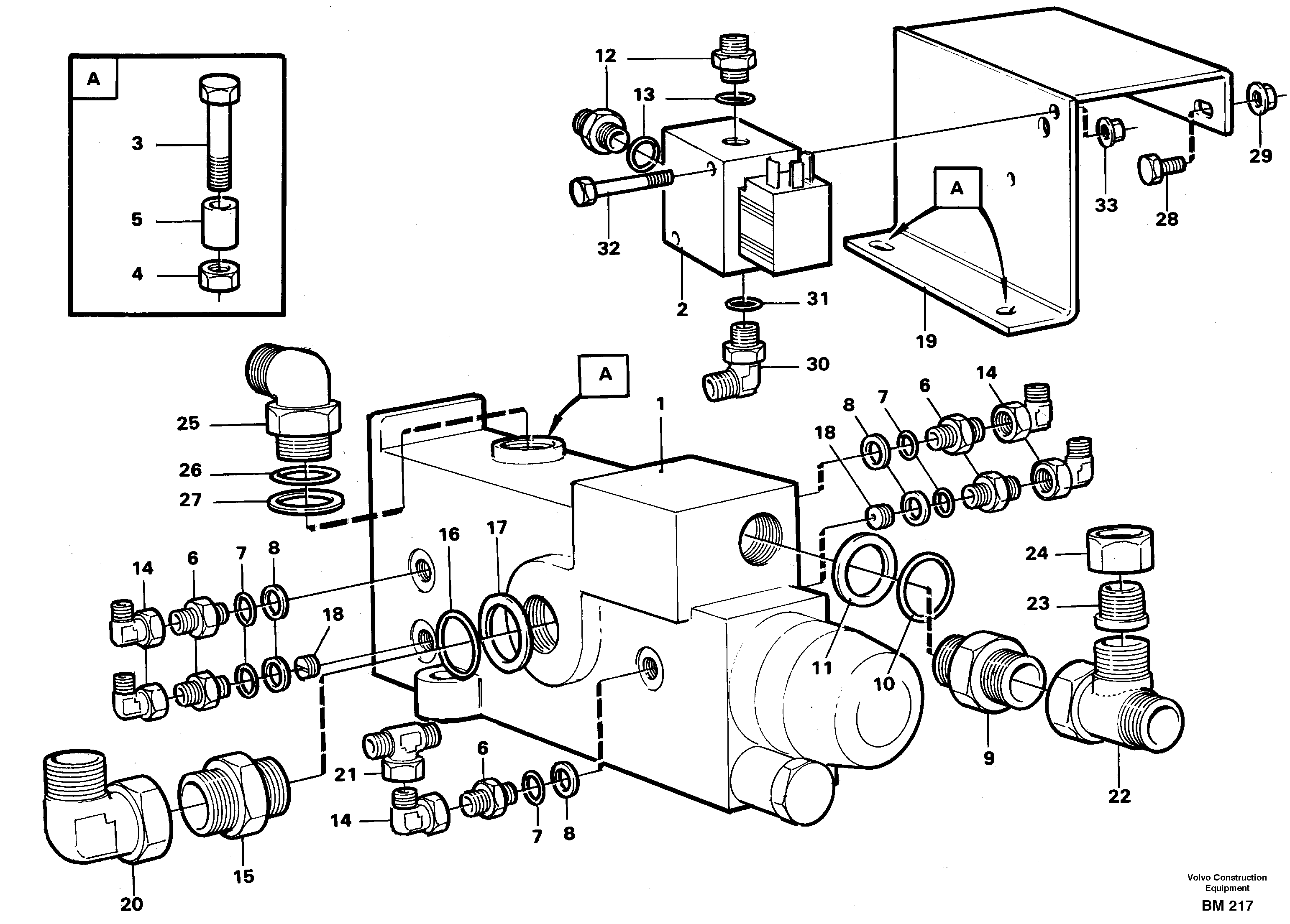 Схема запчастей Volvo A20C - 84115 Tip valve with fitting parts A20C SER NO 3052-