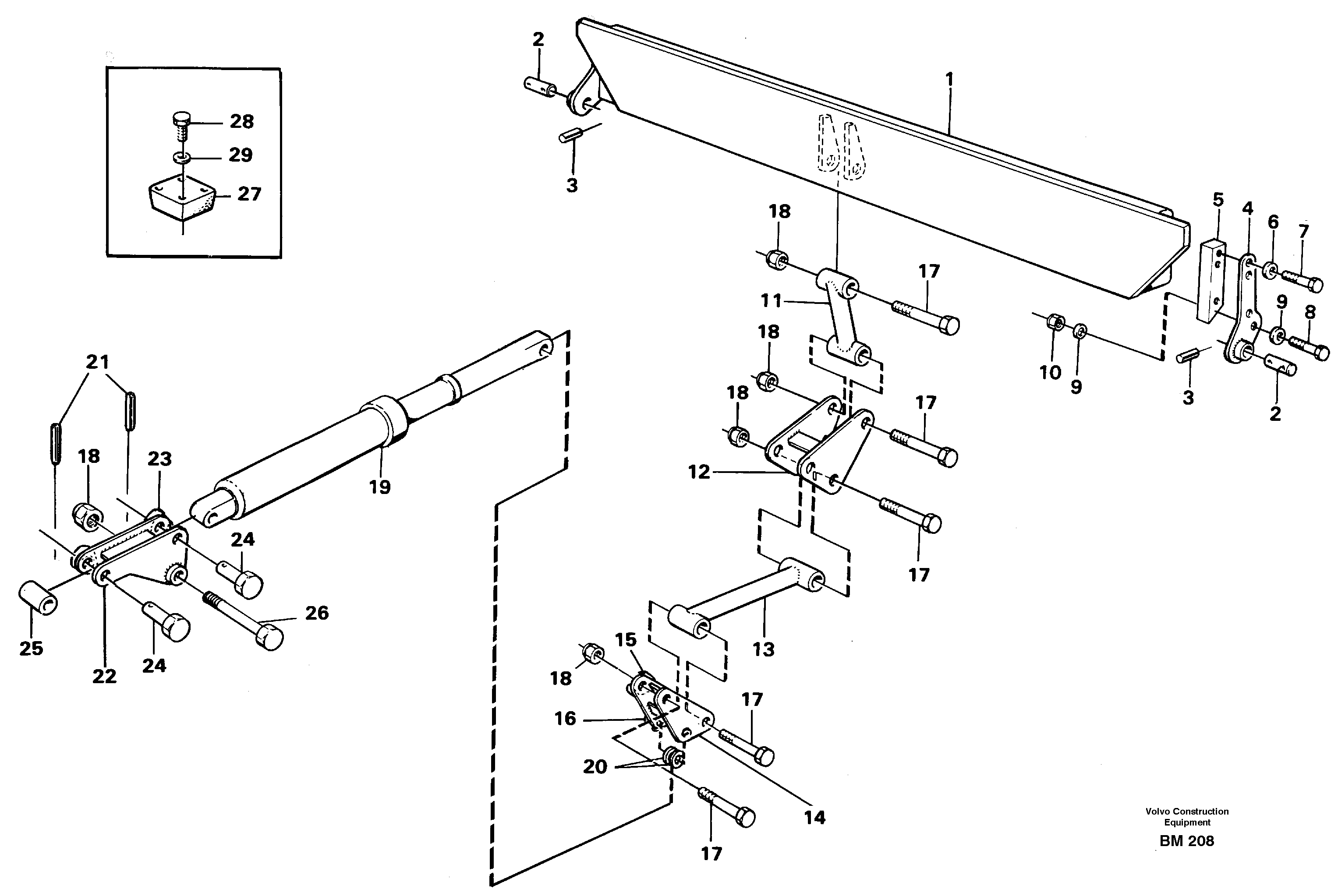 Схема запчастей Volvo A20C - 27119 Rear flap, mechanical A20C SER NO 3052-