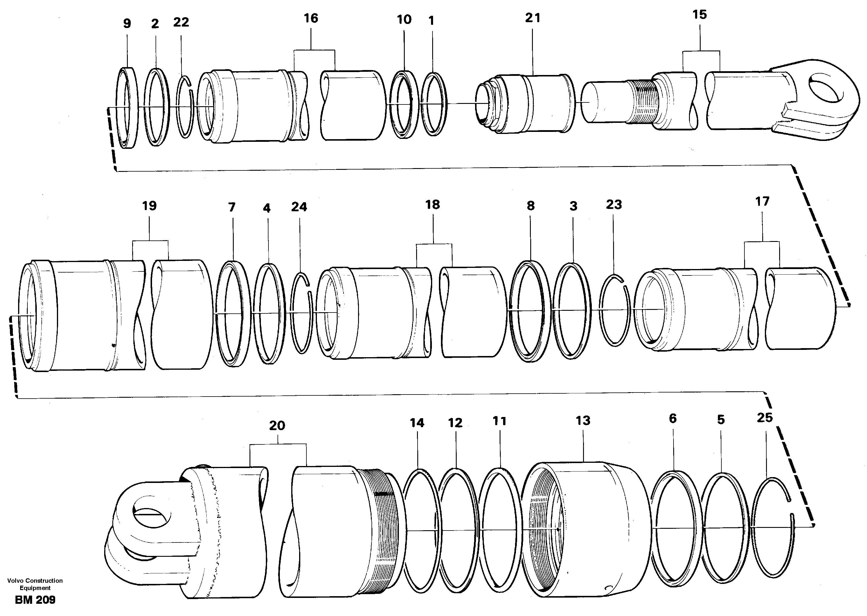 Схема запчастей Volvo A20C - 64828 Цилиндр подъемный A20C SER NO 3052-