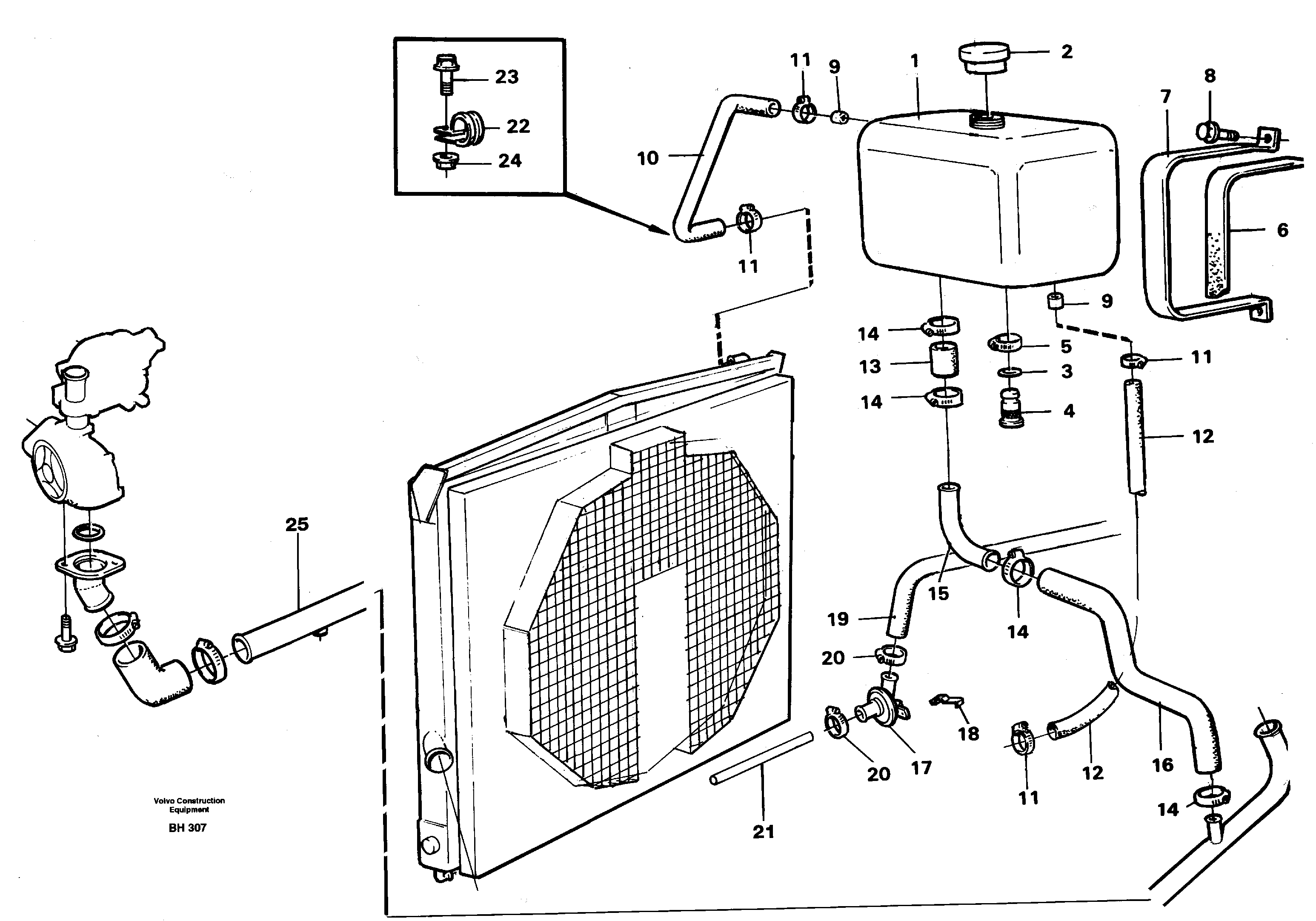 Схема запчастей Volvo A20C - 18537 Бак (бачок) расширительный A20C VOLVO BM VOLVO BM A20C SER NO - 3051